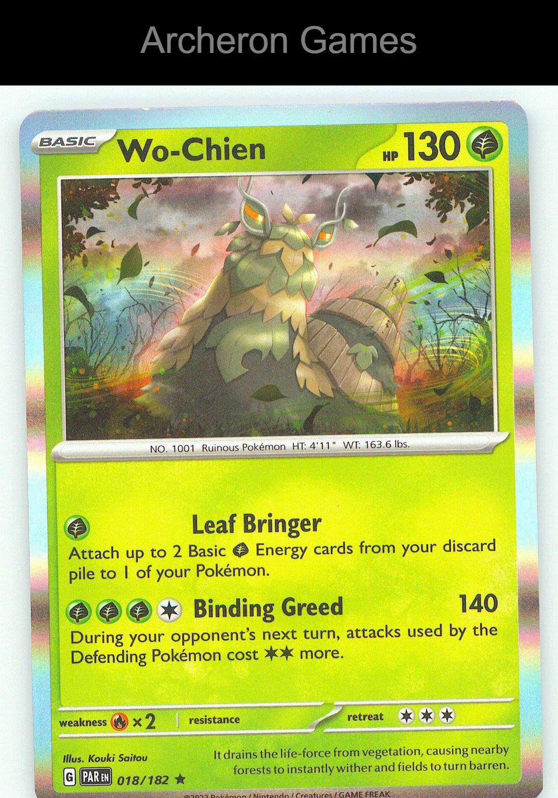 Pokemon Card Wo-Chien PAR 018/182 R Paradox Rift Holo