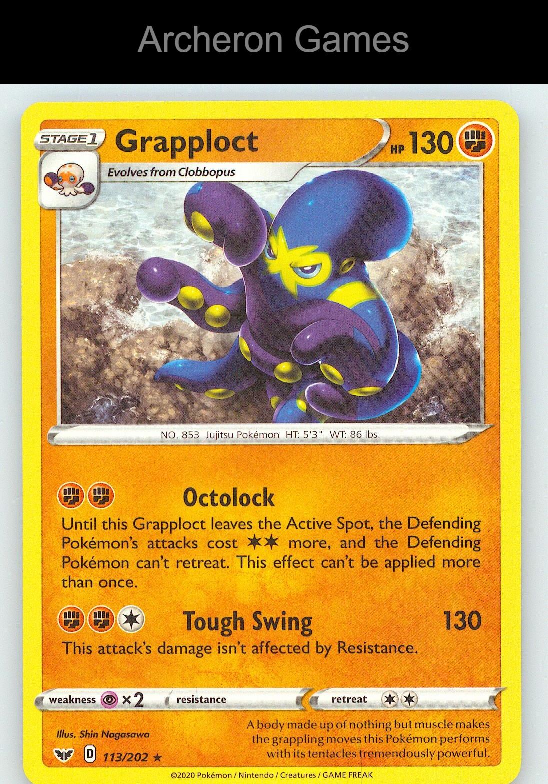 Pokemon Card Grapploct SSH 113/202 R Sword & Shield