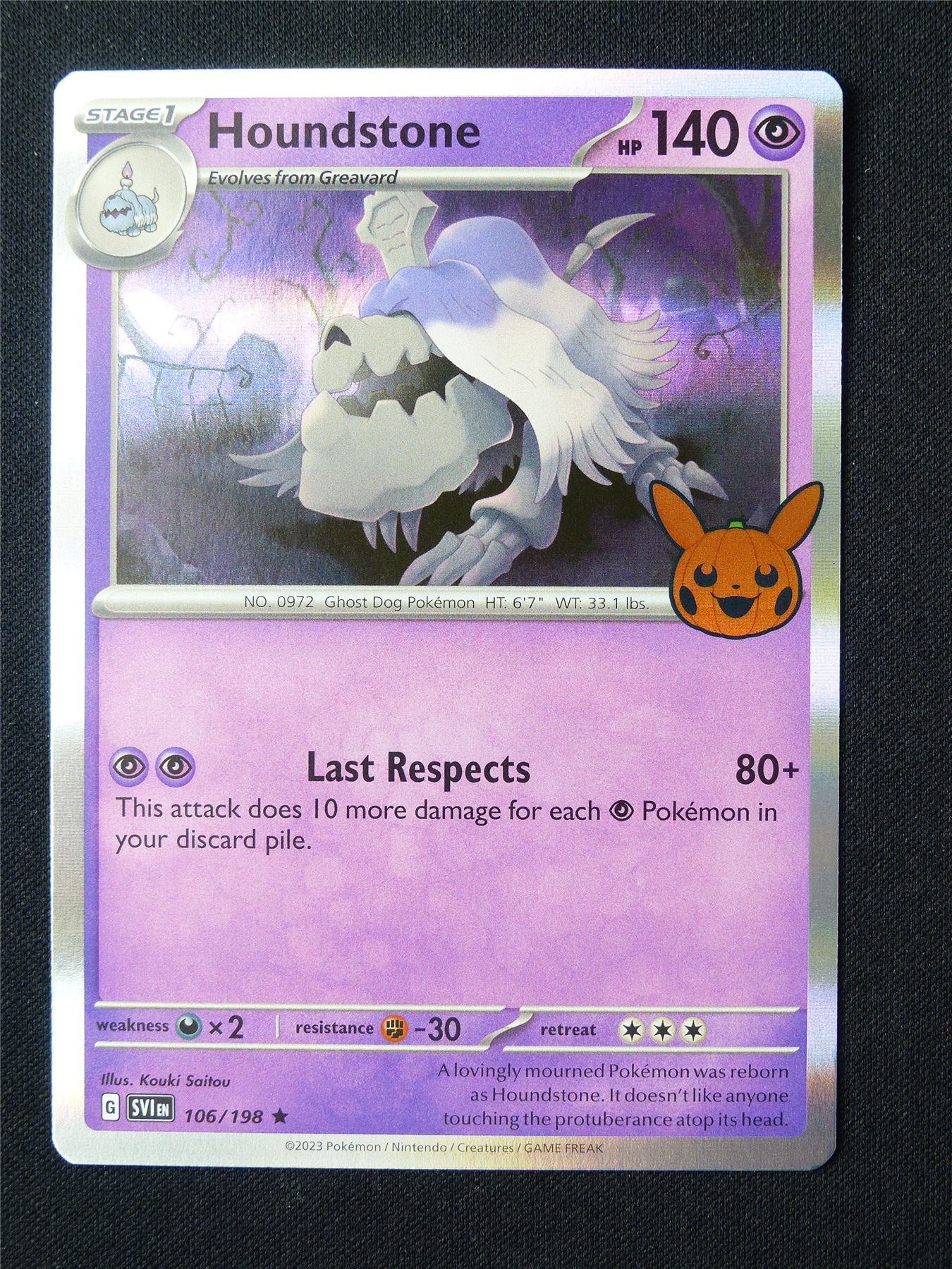 Houndstone 106/198 Halloween Stamped Holo - Pokemon Card #6TK