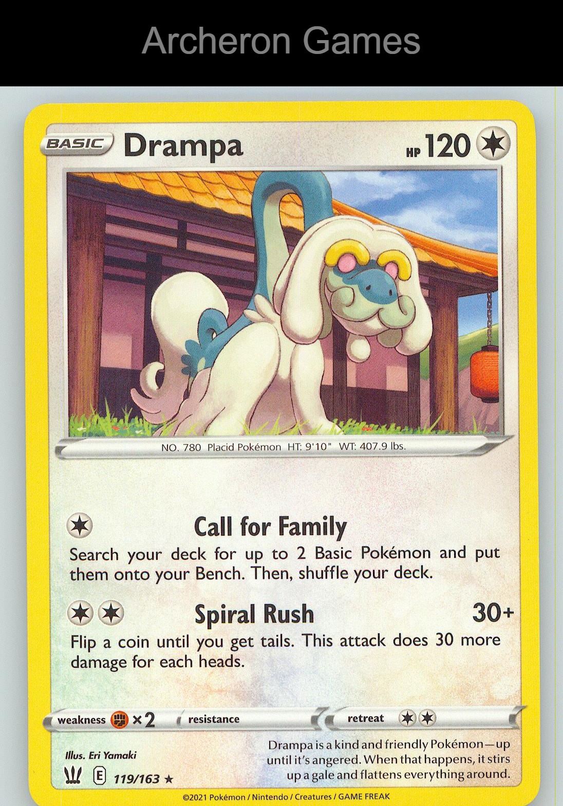 Pokemon Card Drampa BST 119/163 R Battle Styles