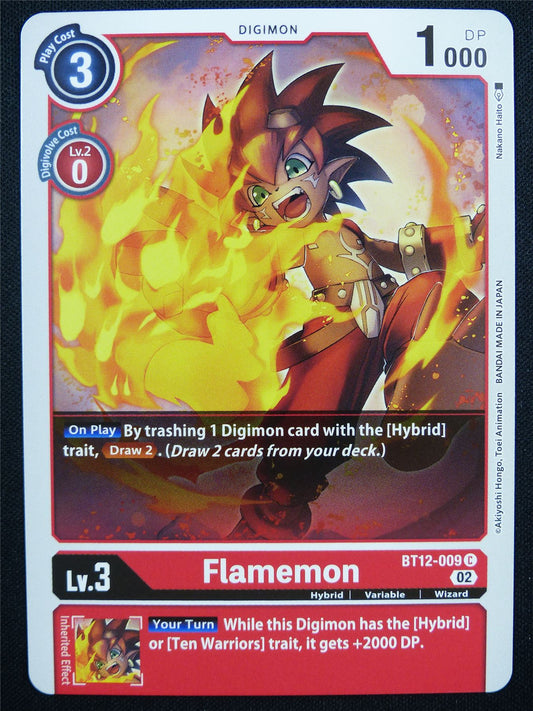 Flamemon BT12-009 - Digimon Card #OK