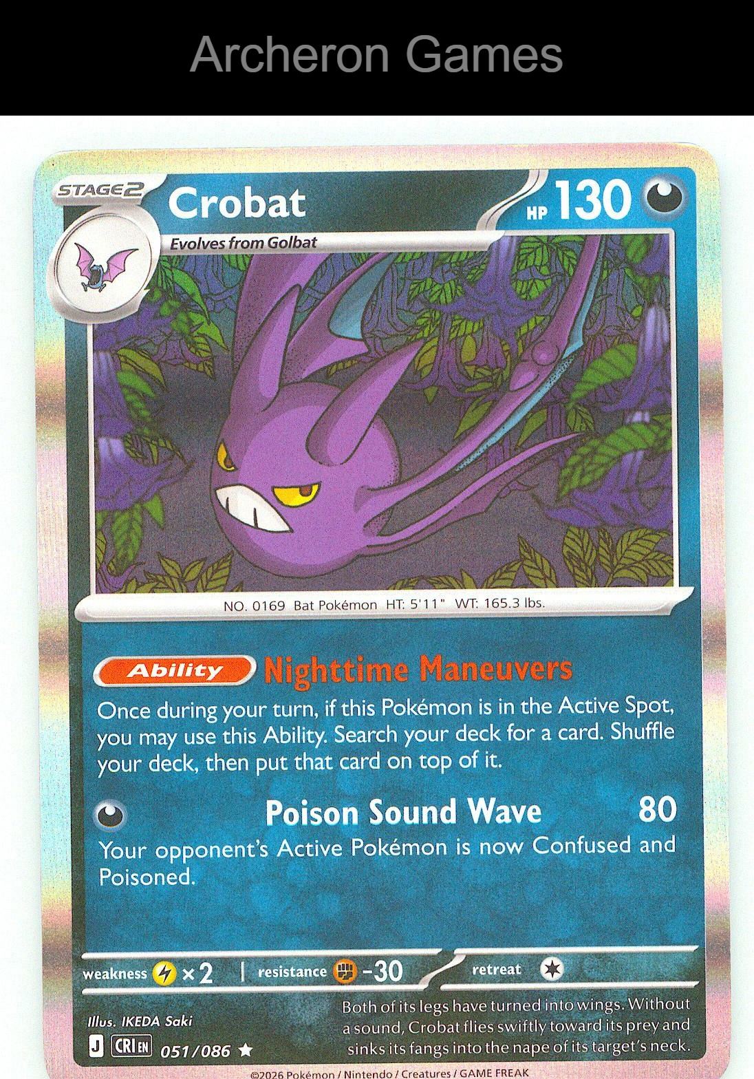 Pokemon Card Crobat ME04 051/086 R Chaos Rising Holo