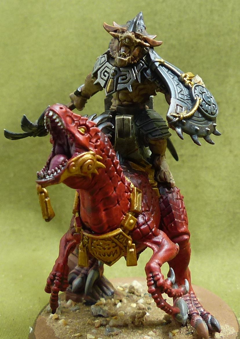 Saurus Scar-Veteran on Aggradon painted - Seraphon - Warhammer AoS #YJ