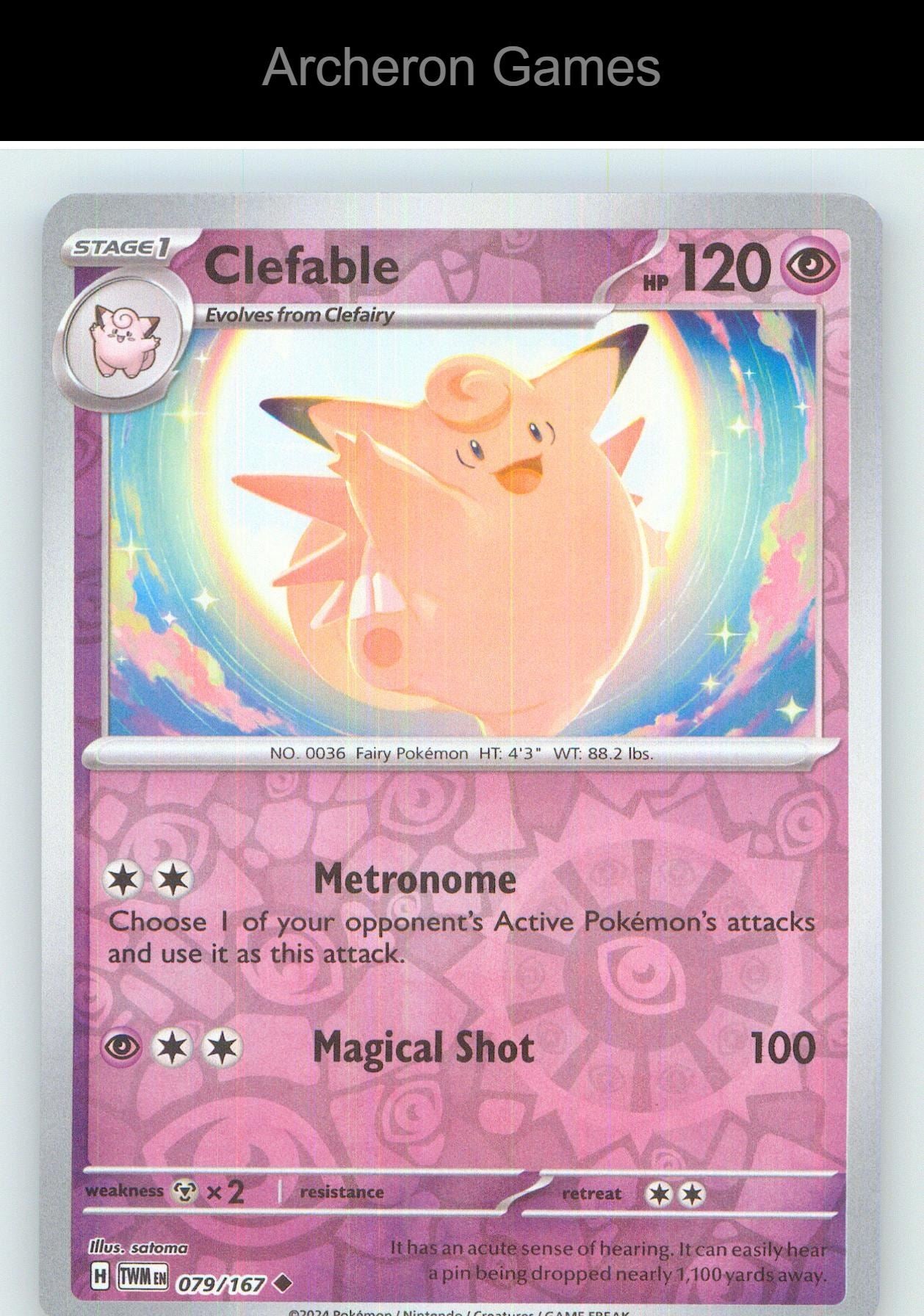 Pokemon Card Clefable TWM 079/167 UC Twilight Masquerade Reverse Holo