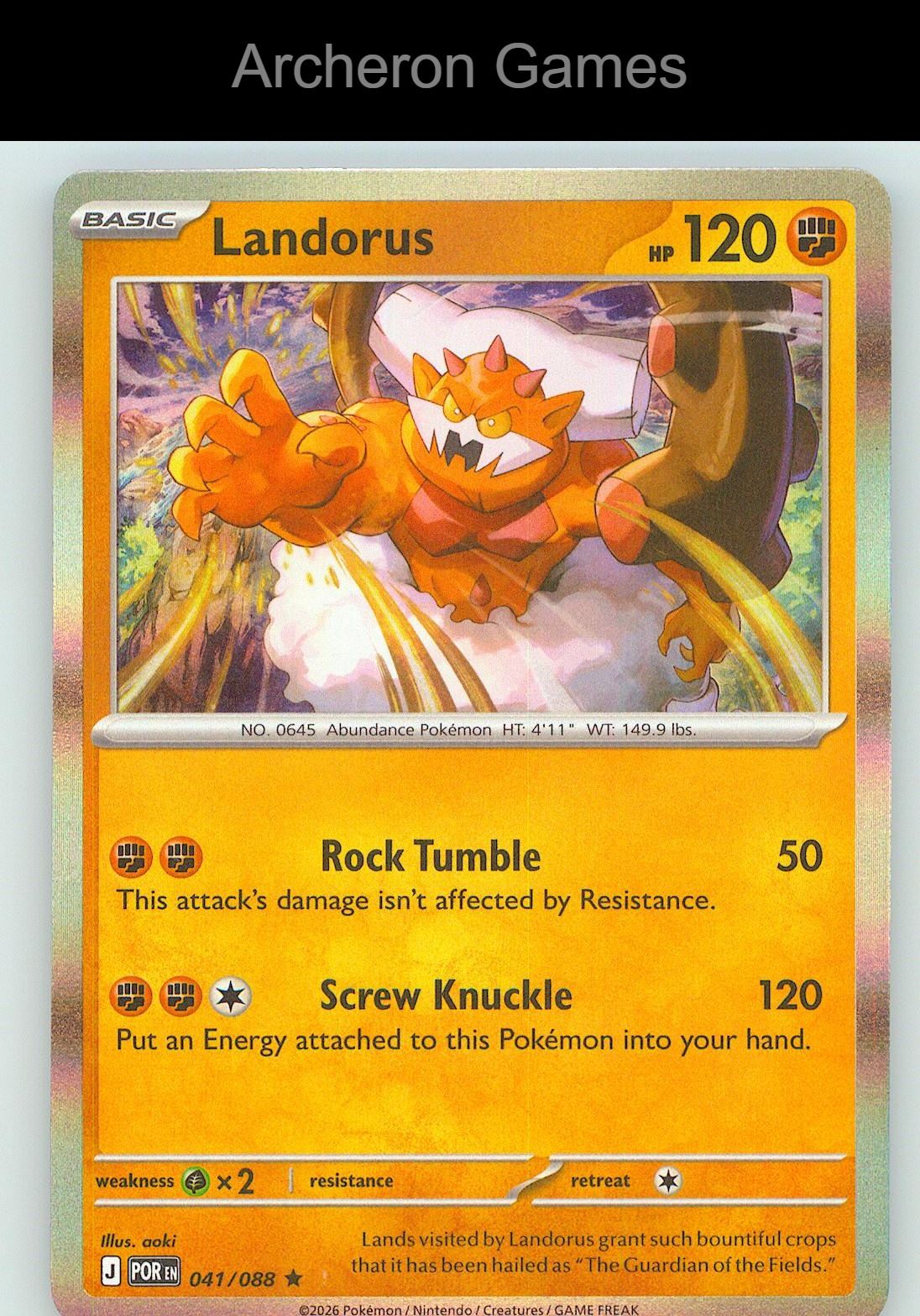 Pokemon Card Landorus (Non-Holo) PR 041/088 R Deck Exclusives