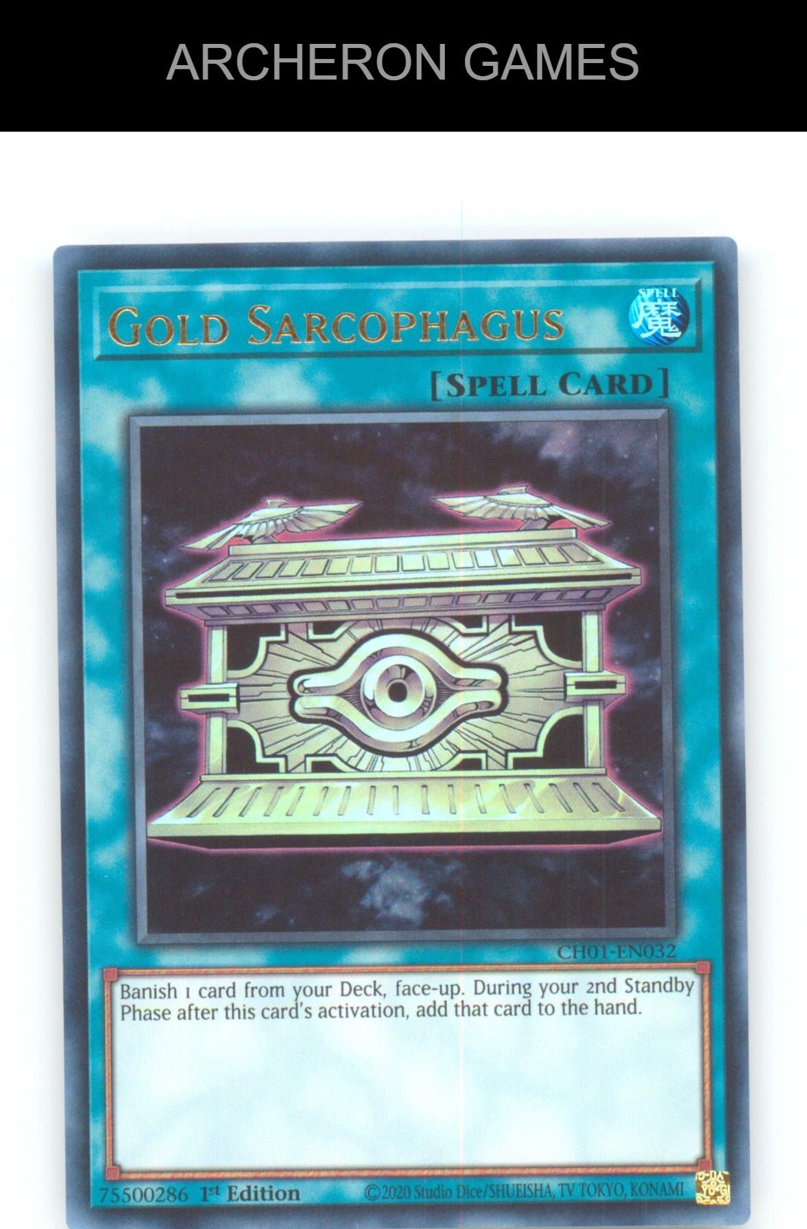 Gold Sarcophagus Premium Gold Rare YUGIOH Card 1st Edition