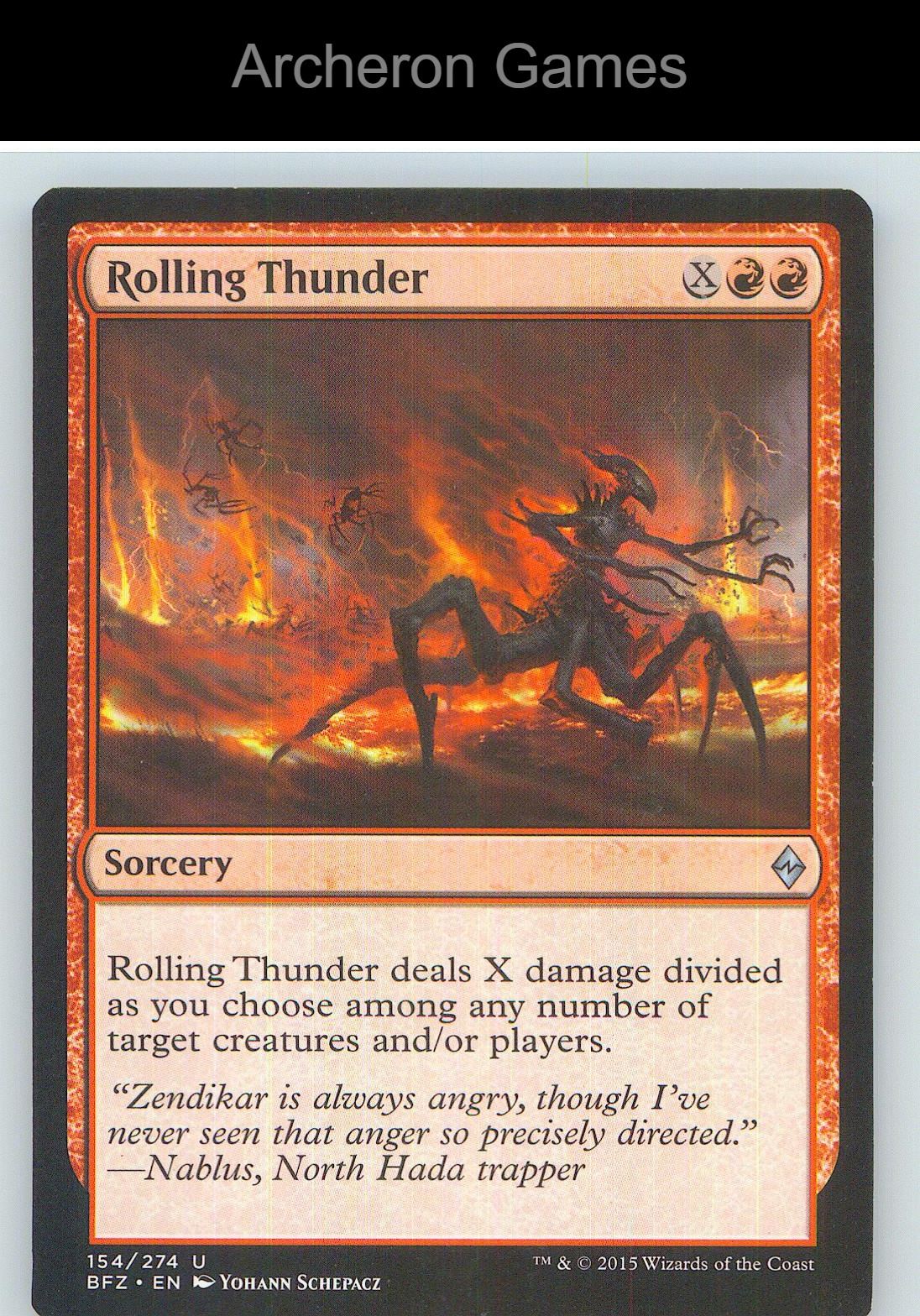 Rolling Thunder BFZ 154 UC MTG Card NM/EX+