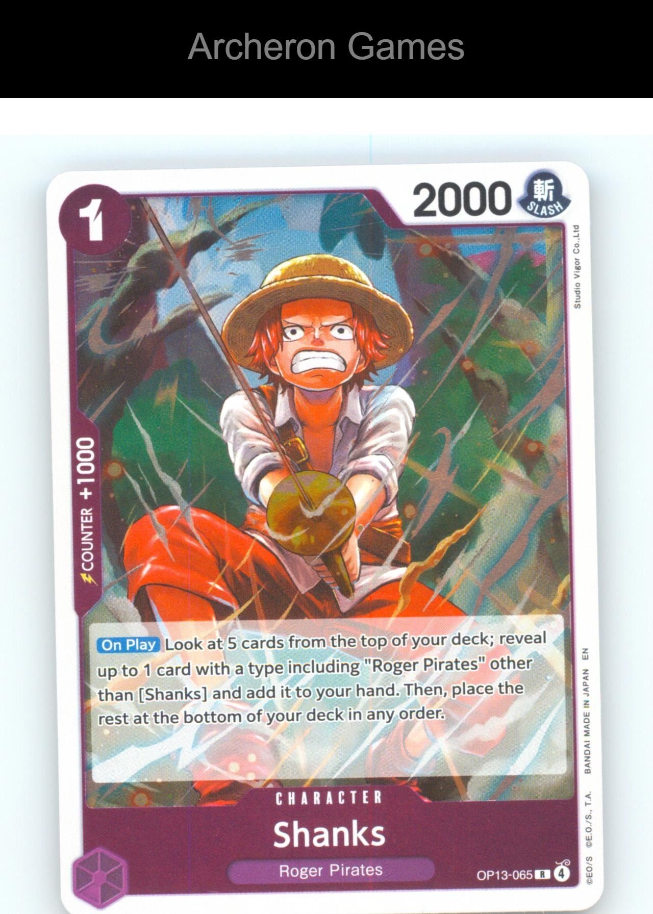 Shanks (065) OP13-065 R One Piece Card NM/EX+ Foil