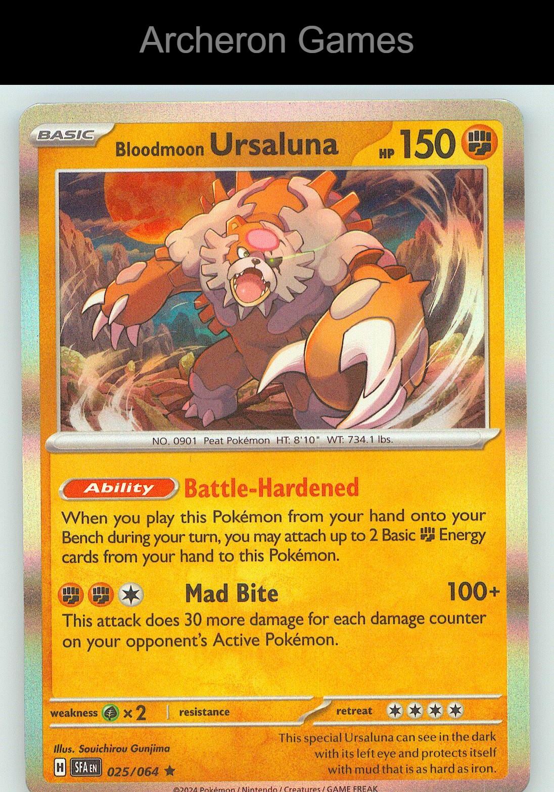 Pokemon Card Bloodmoon Ursaluna SFA 025/064 R Shrouded Fable Holo
