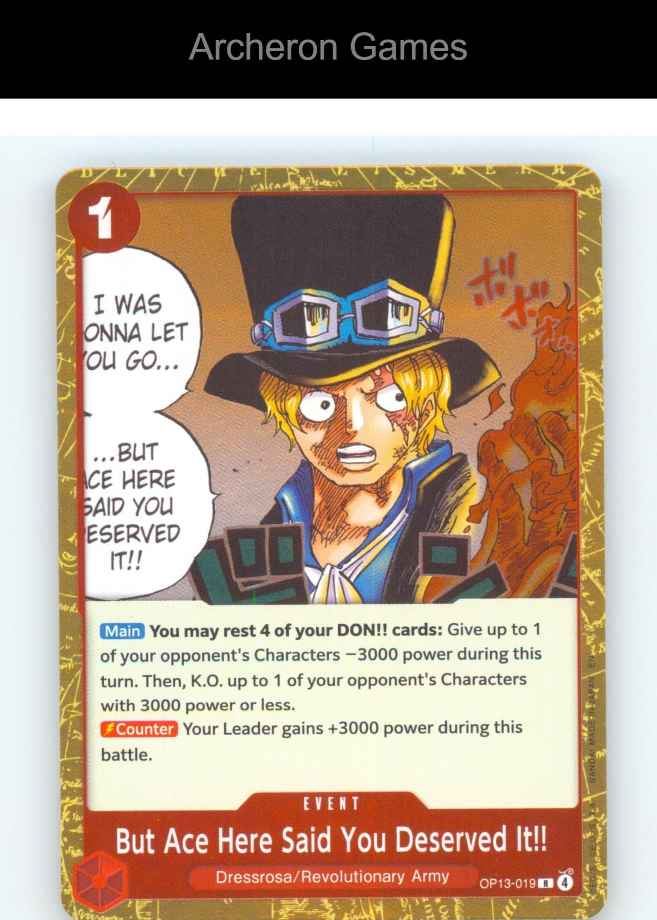 But Ace Here Said You Deserved It!! OP13-019 R One Piece Card NM/EX+ Foil