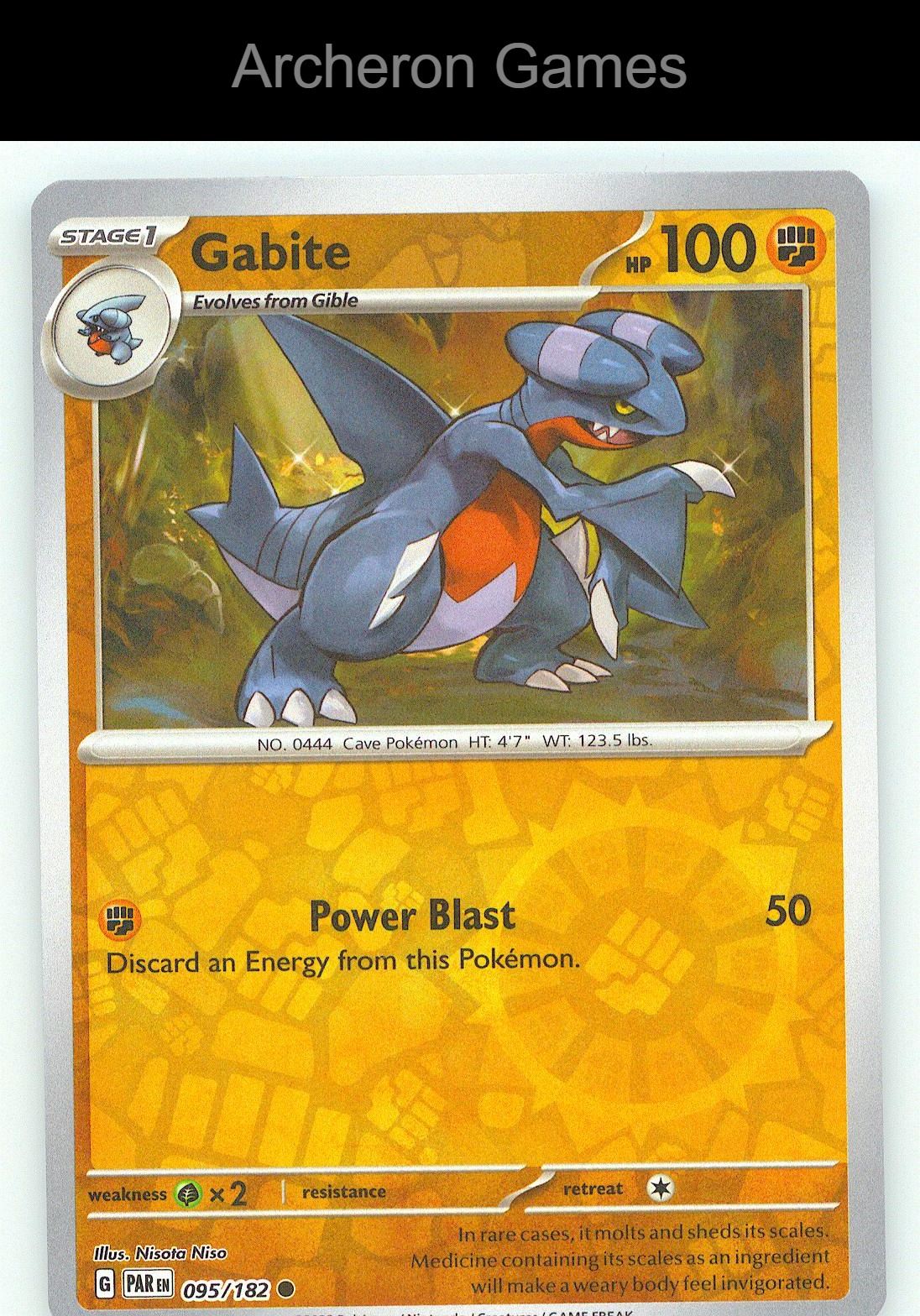 Pokemon Card Gabite PAR 095/182 C Paradox Rift Reverse Holo