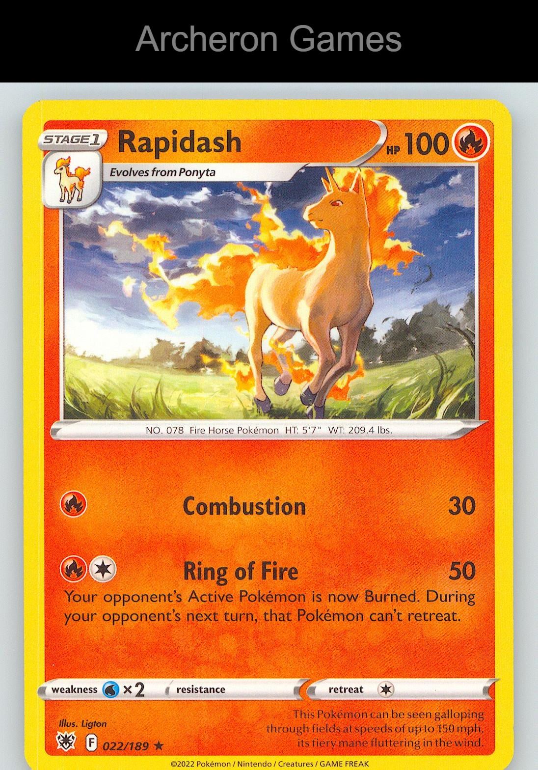 Pokemon Card Rapidash ASR 022/189 R Astral Radiance