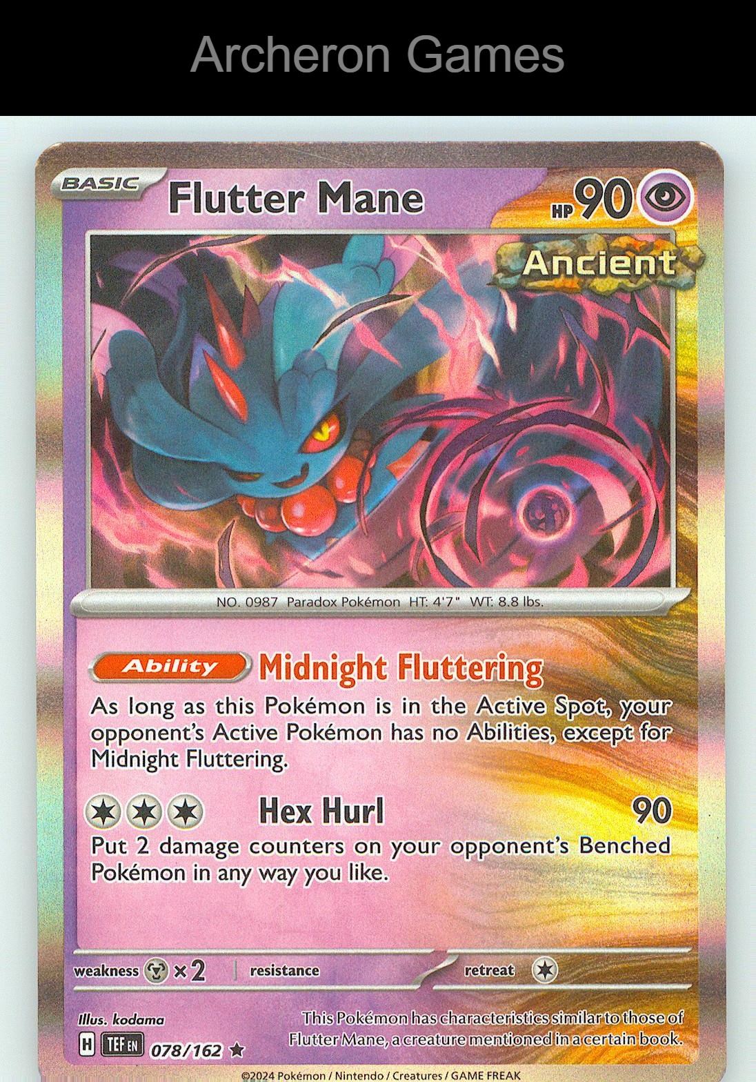 Pokemon Card Flutter Mane TEF 078/162 R Temporal Forces Holo