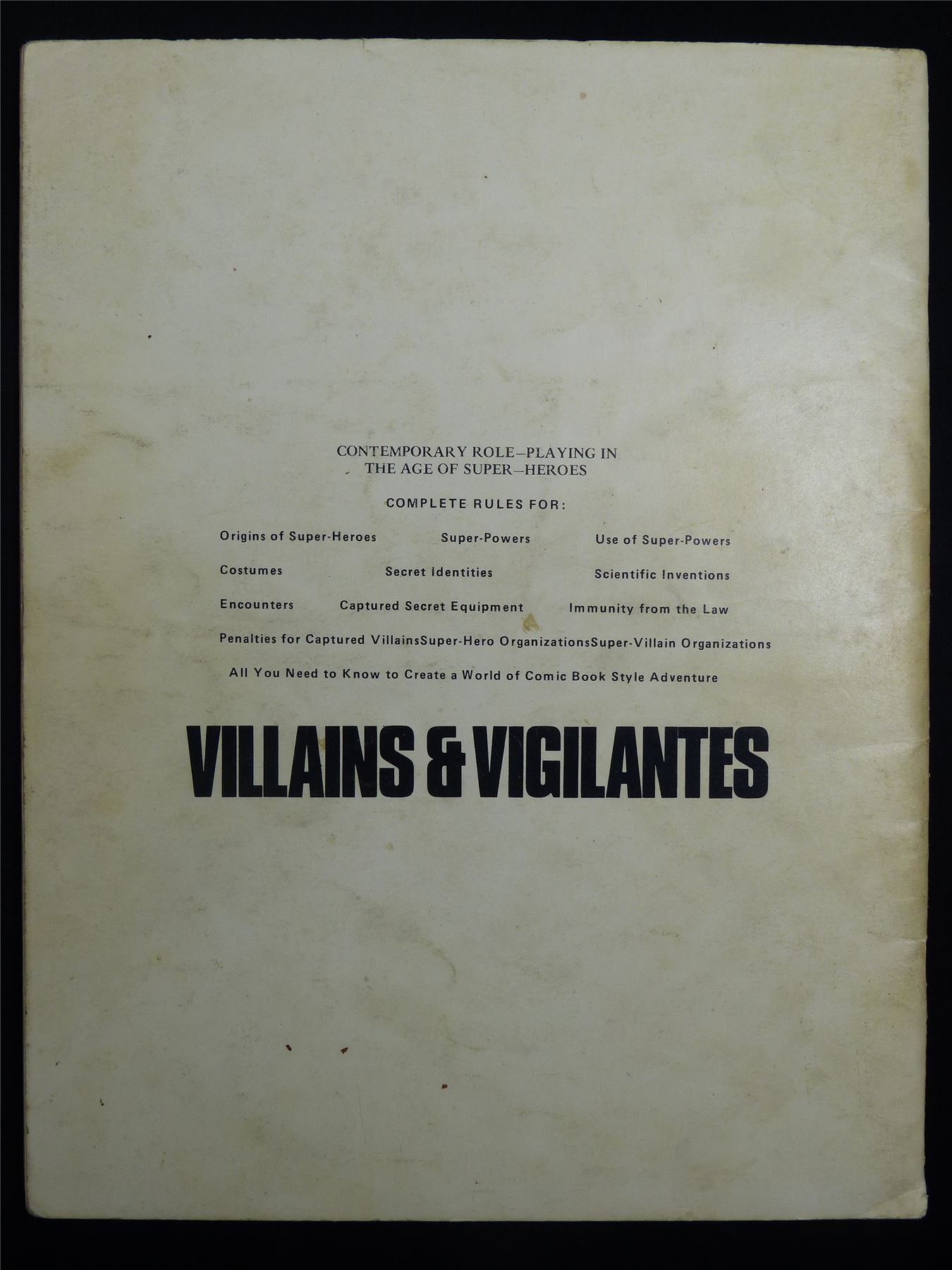 Super-Hero Roleplay: Villains and Vigilantes - Roleplay Booklet #N1
