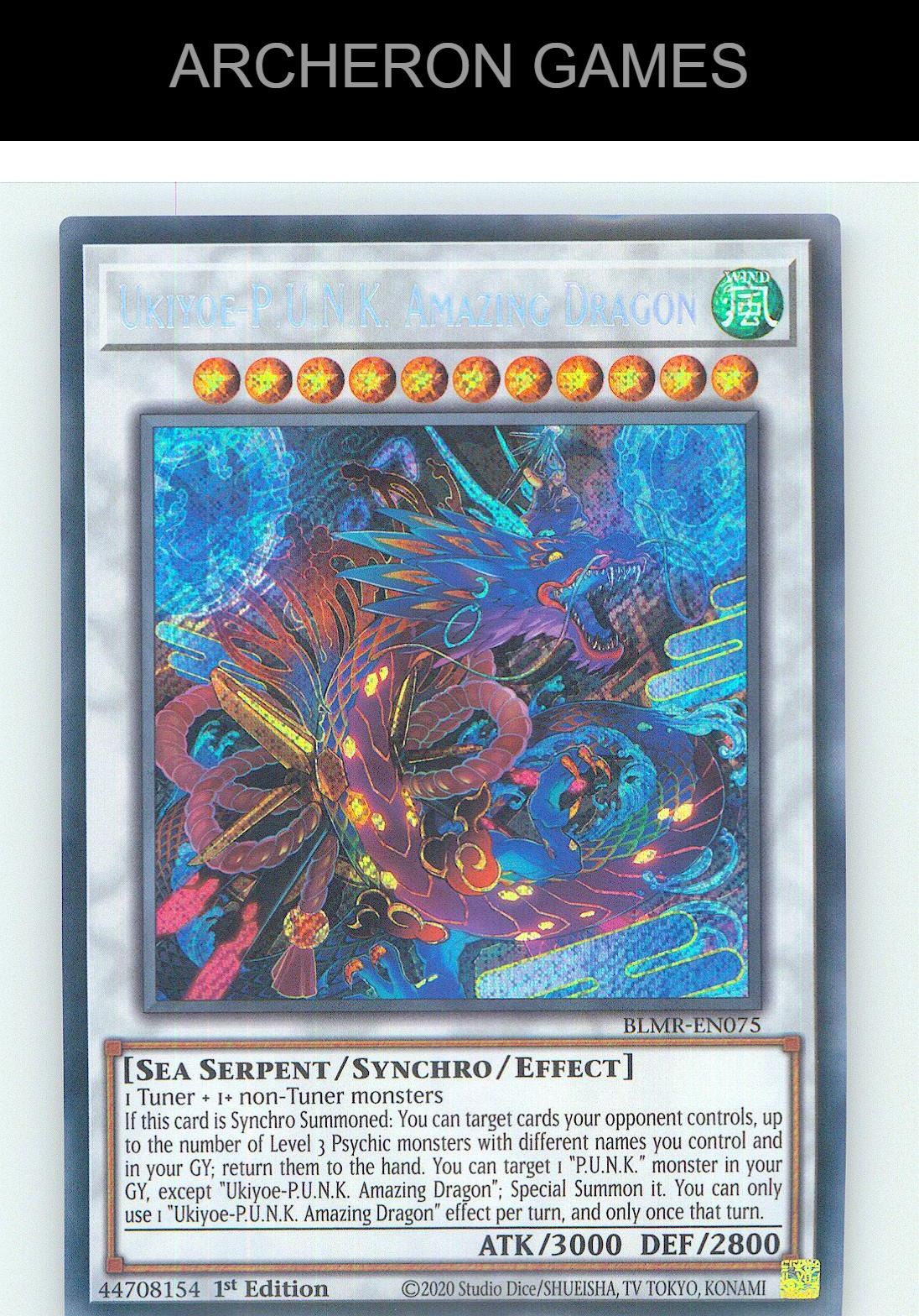 Ukiyoe-P.U.N.K. Amazing Dragon SEC YUGIOH Card 1st Edition