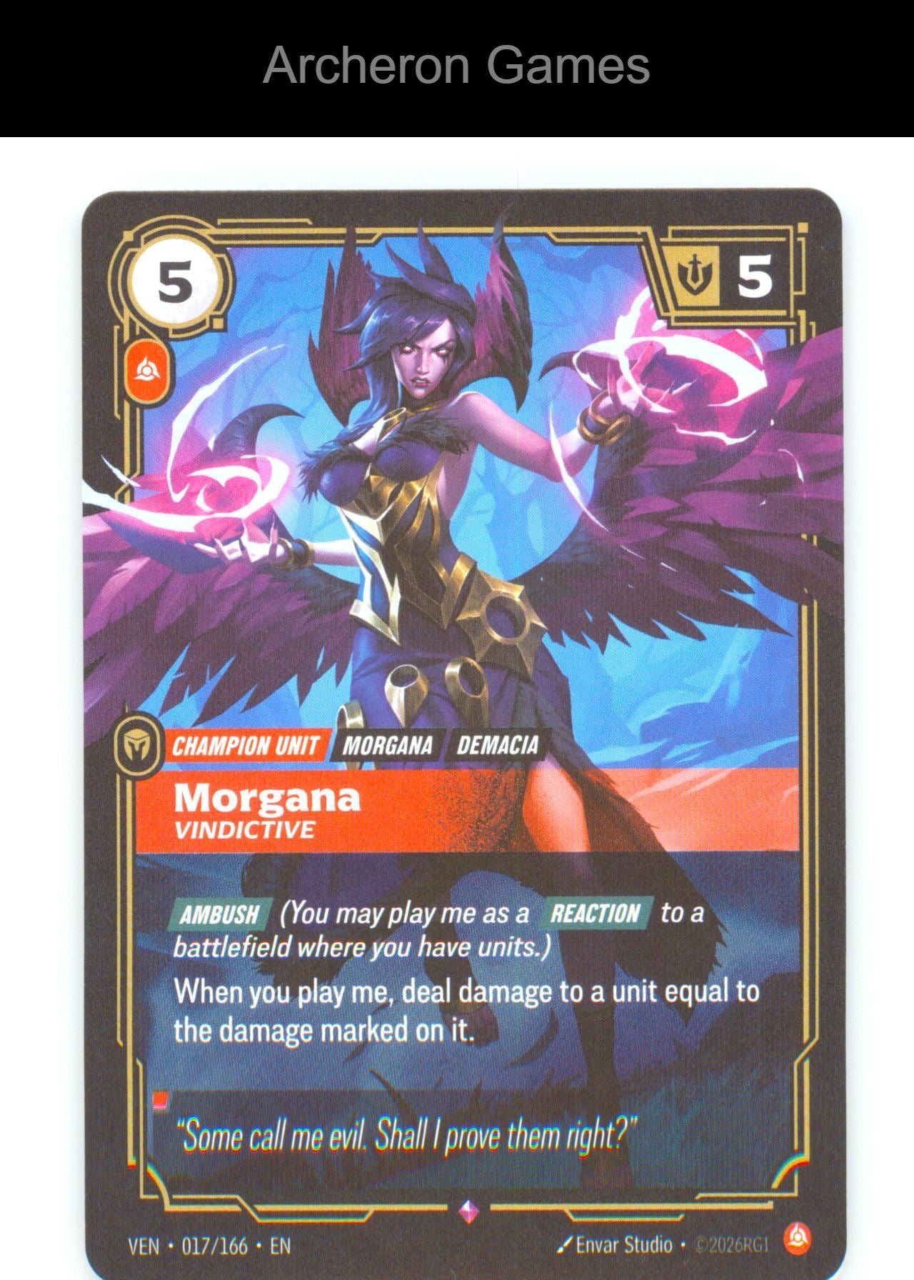 Morgana - Vindictive VEN 017/166 R Vendetta Riftbound Card Foil