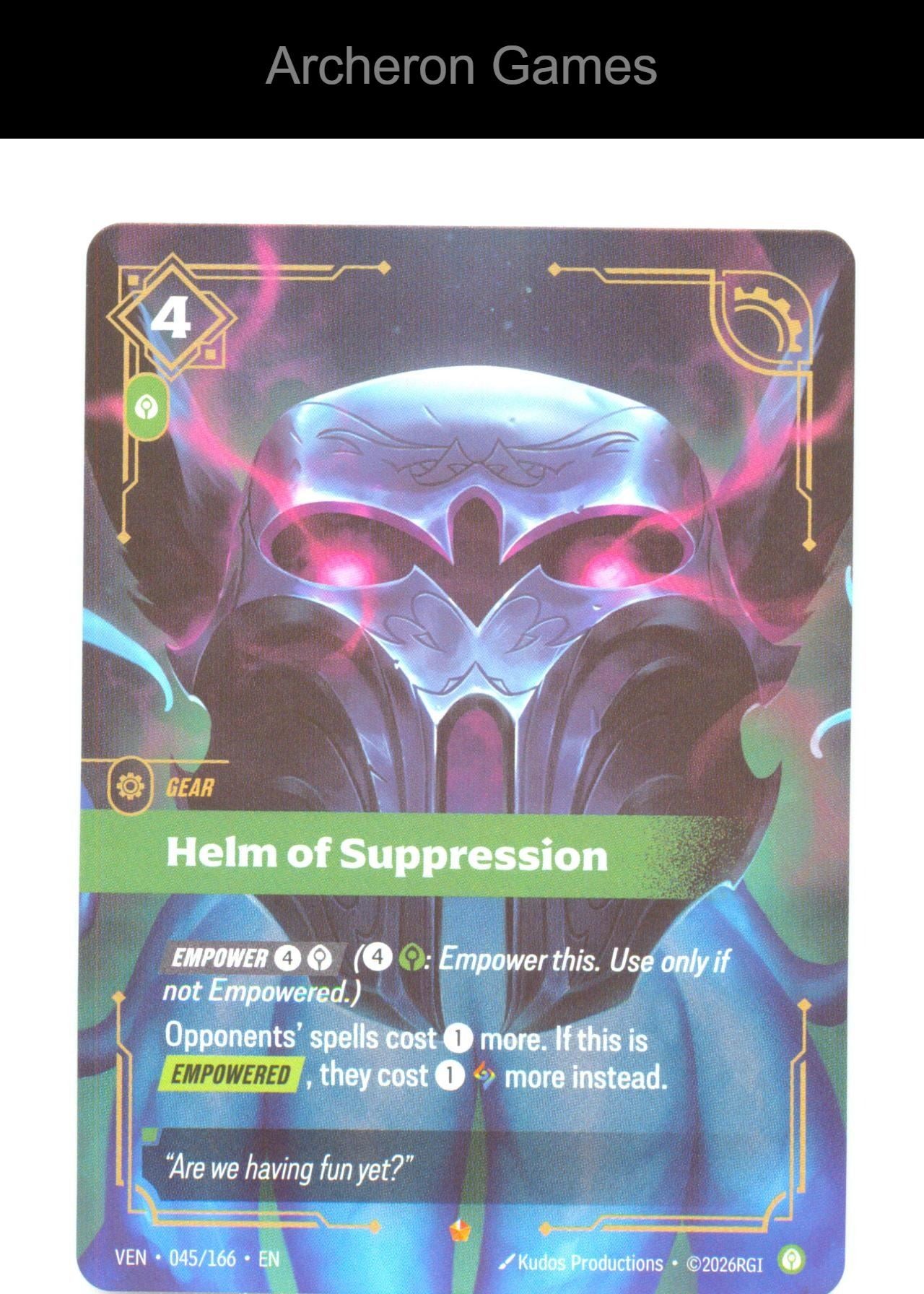 Helm of Suppression VEN 045/166 Epic Vendetta Riftbound Card Foil