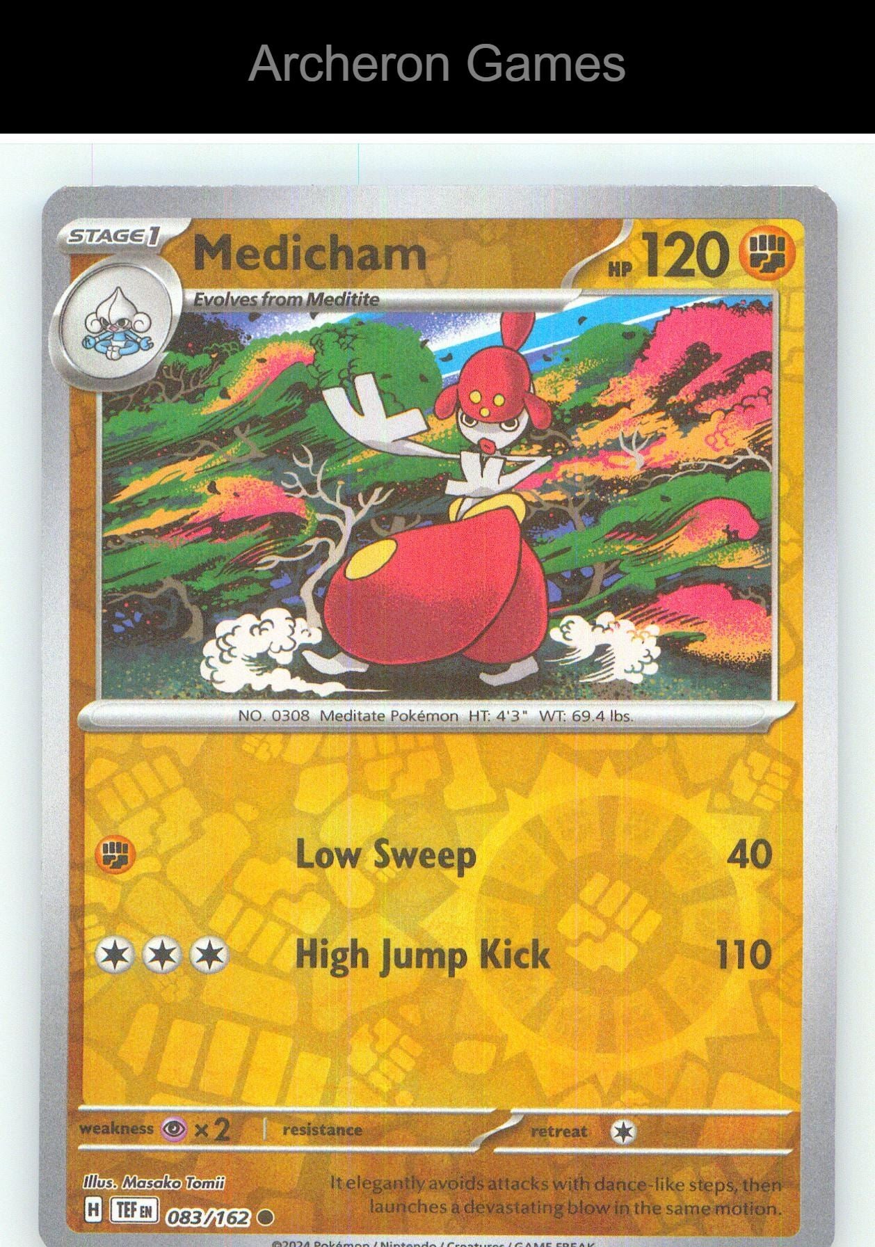 Pokemon Card Medicham TEF 083/162 C Temporal Forces Reverse Holo