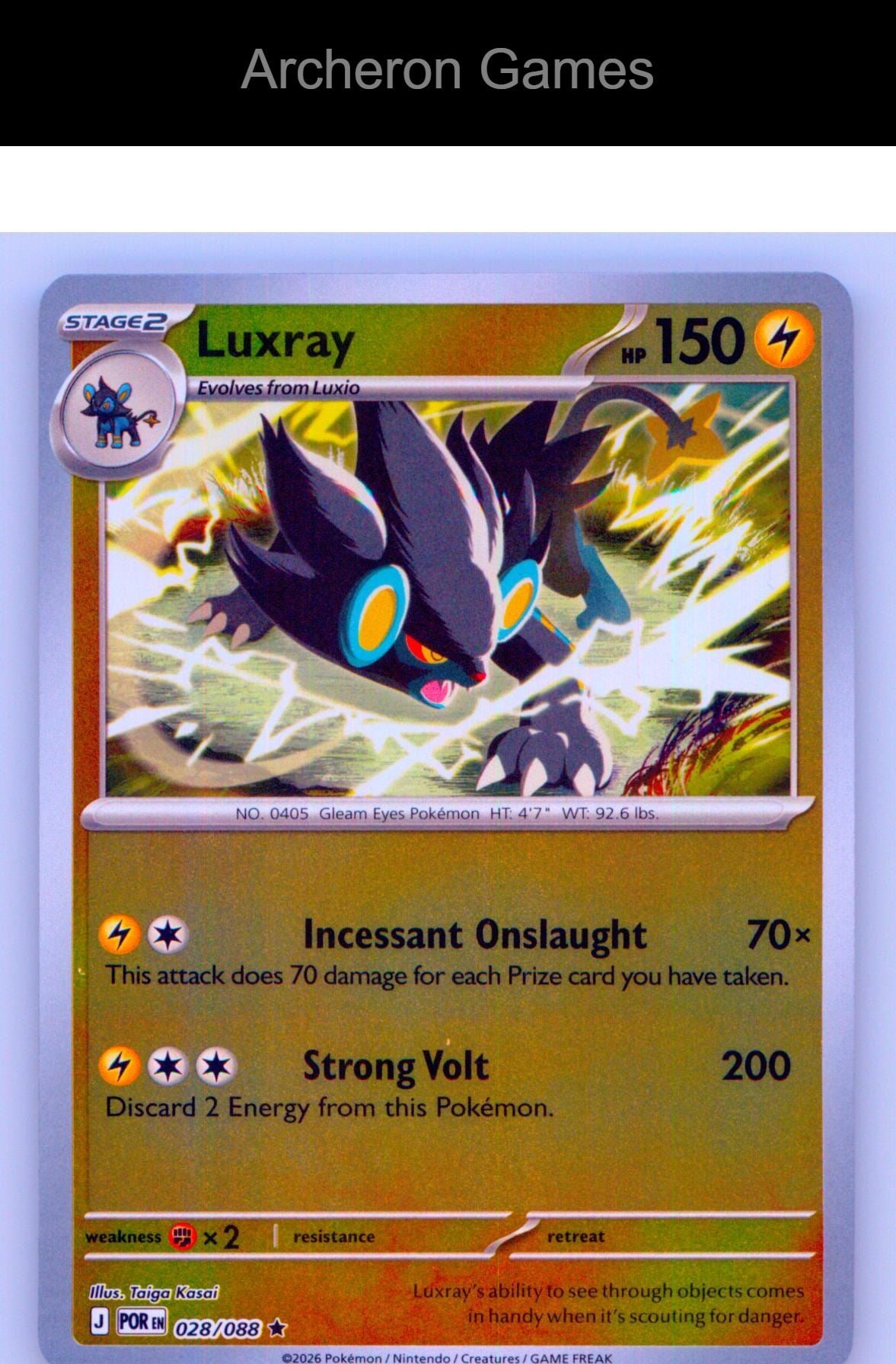 Pokemon Card Luxray ME03 028/088 R Perfect Order Reverse Holo
