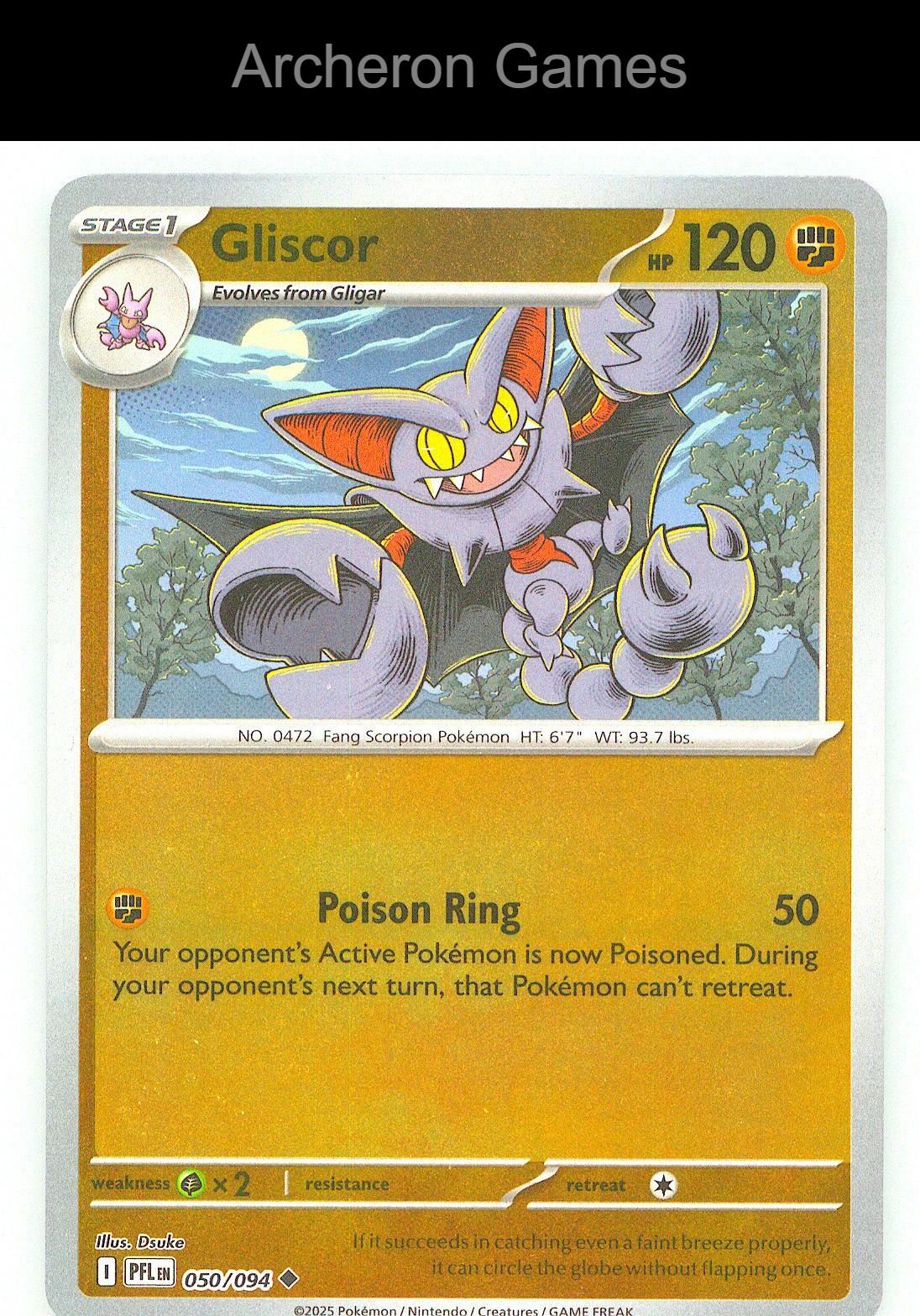Pokemon Card Gliscor PFL 050/094 UC Phantasmal Flames Reverse Holo