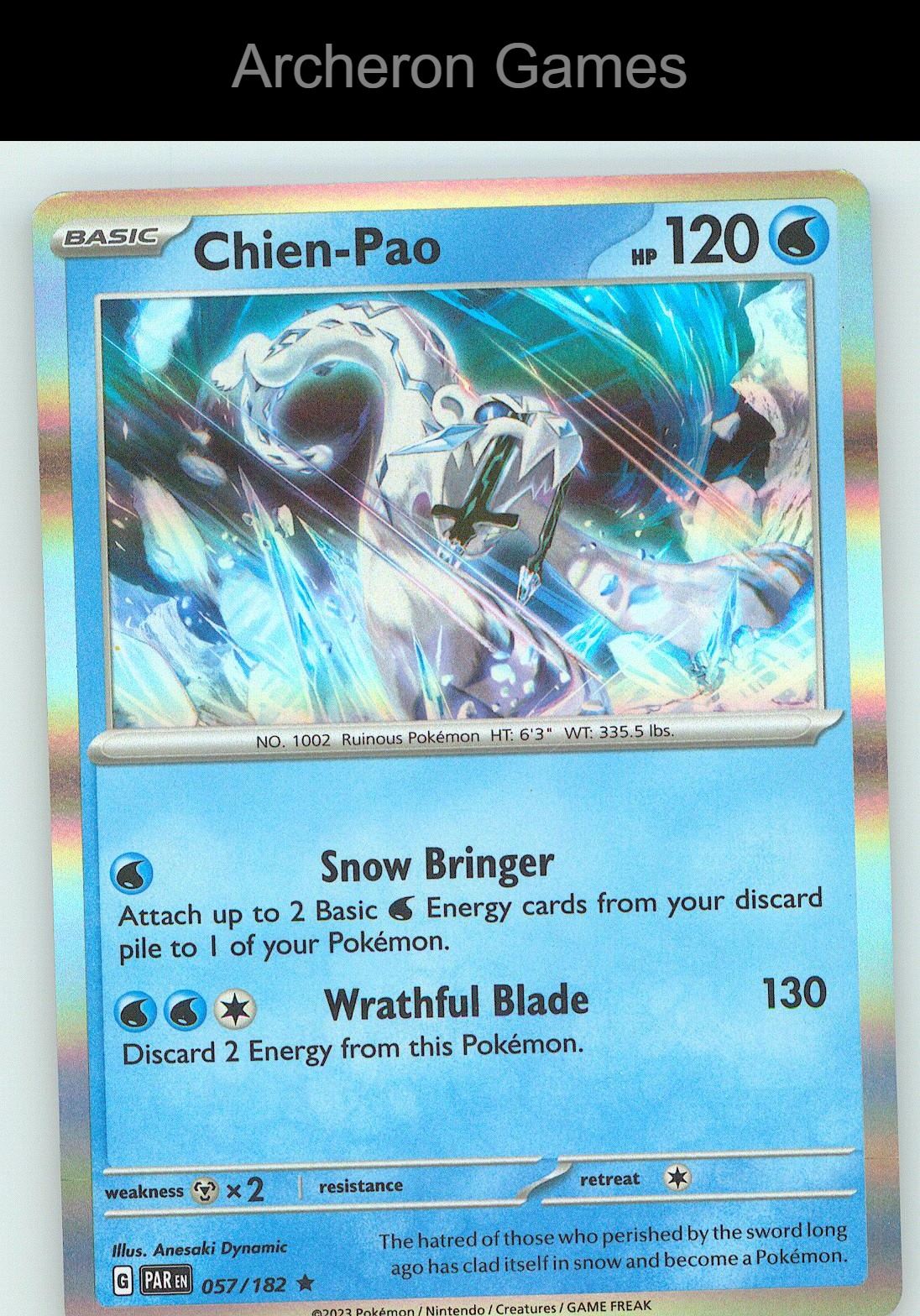 Pokemon Card Chien-Pao PAR 057/182 R Paradox Rift Holo