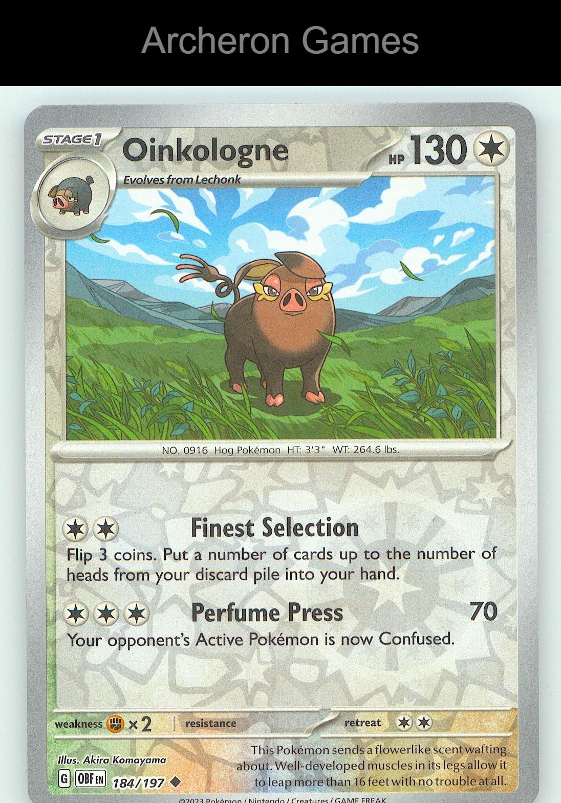 Pokemon Card Oinkologne OBF 184/197 UC Obsidian Flames Reverse Holo