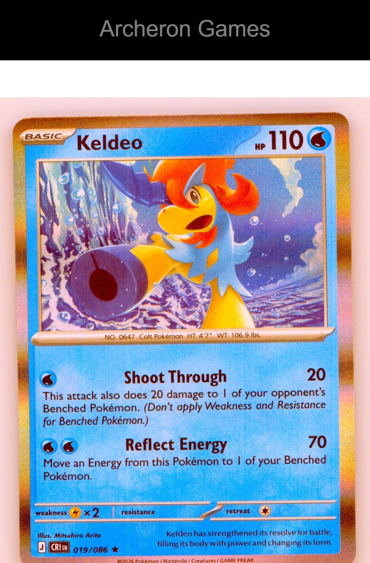 Pokemon Card Keldeo ME04 019/086 R Chaos Rising Holo