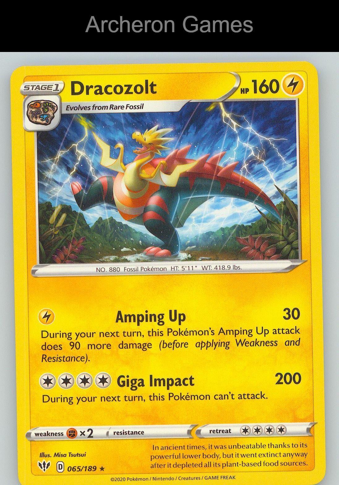 Pokemon Card Dracozolt DAA 065/189 R Darkness Ablaze