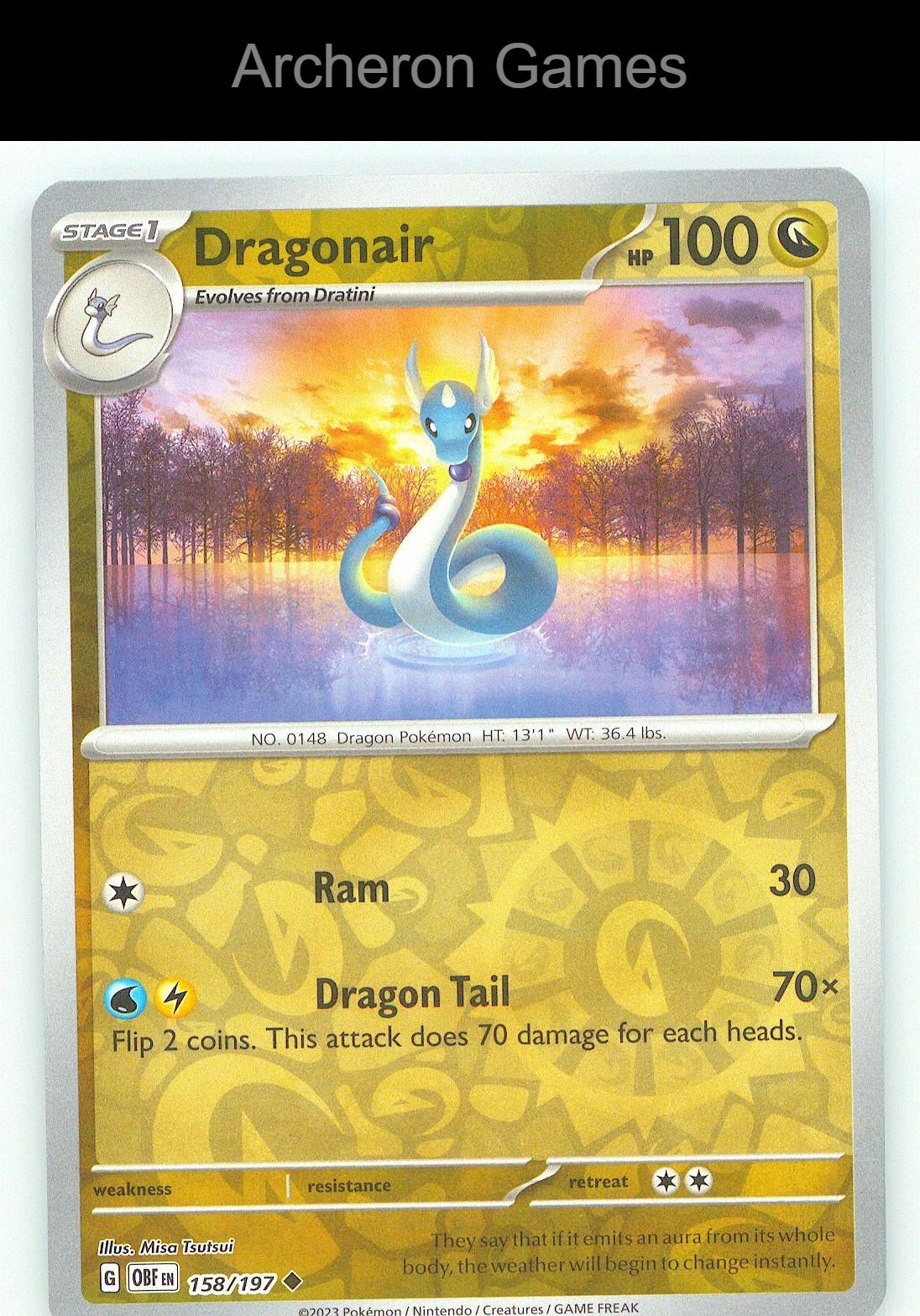 Pokemon Card Dragonair OBF 158/197 UC Obsidian Flames Reverse Holo