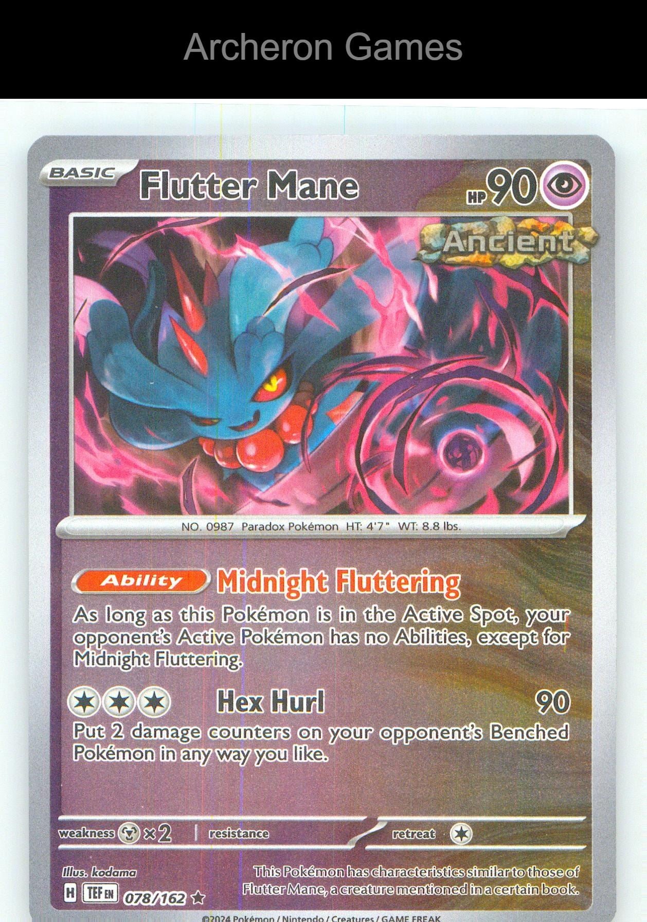 Pokemon Card Flutter Mane TEF 078/162 R Temporal Forces Reverse Holo