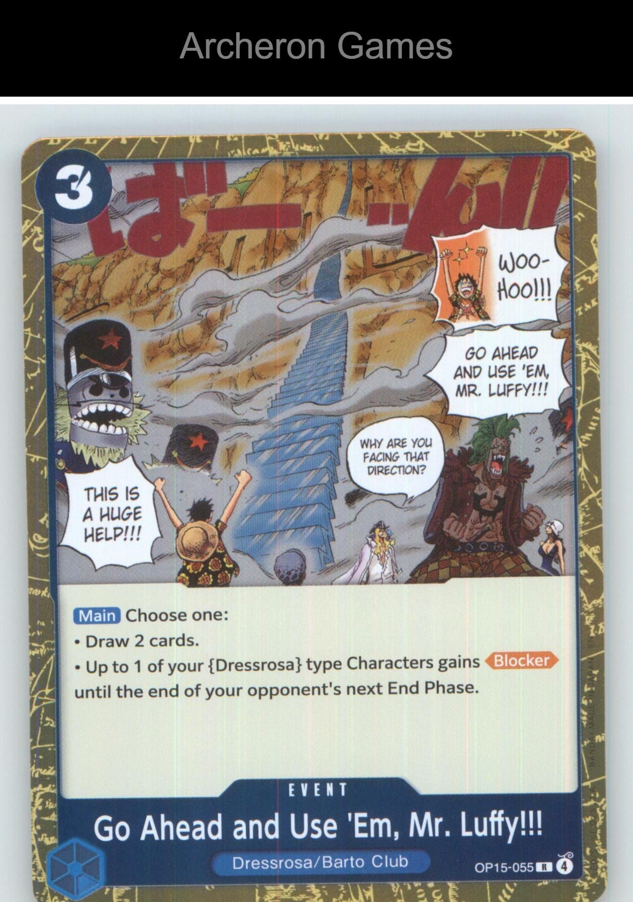Go Ahead and Use 'Em, Mr. Luffy!!! OP15-055 One Piece Card NM/EX+ Foil