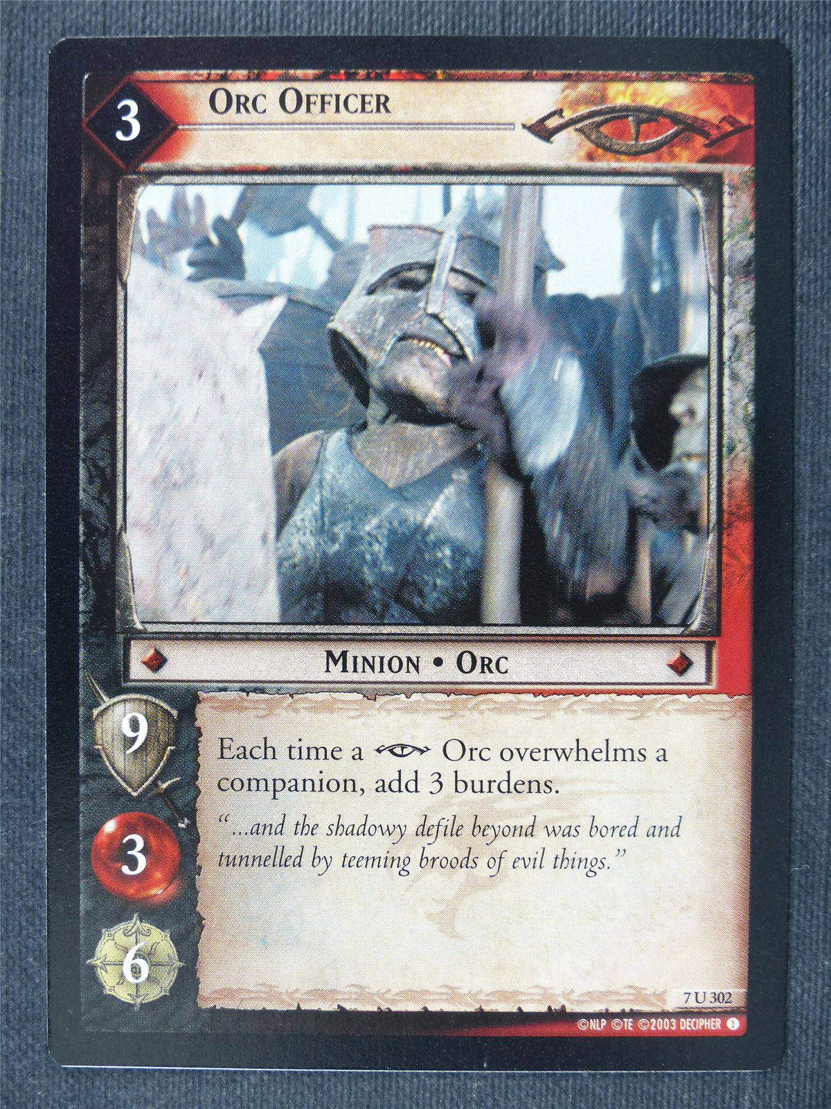 Orc Officer 7 U 302 - LotrR Cards #3HW