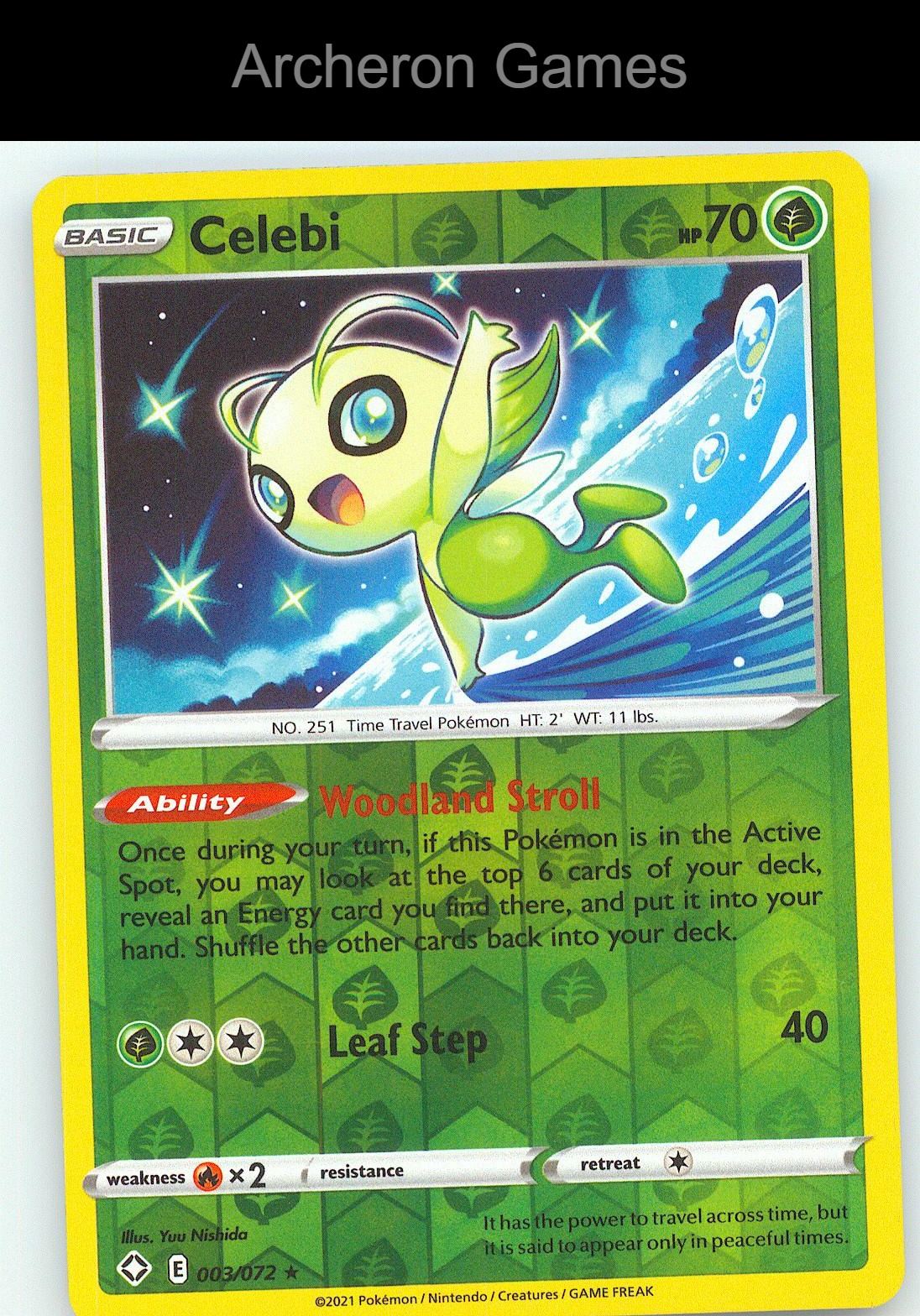 Pokemon Card Celebi SHF 003/072 R Shining Fates Reverse Holo