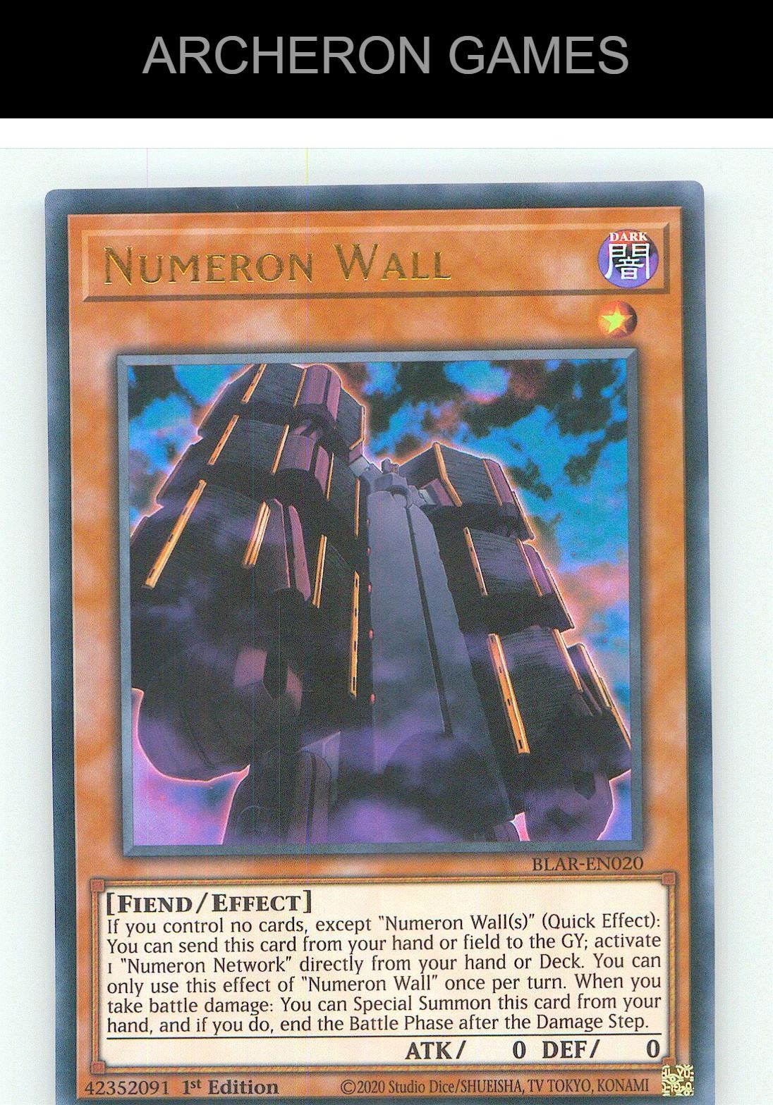 Numeron Wall Ultra Rare YUGIOH Card 1st Edition