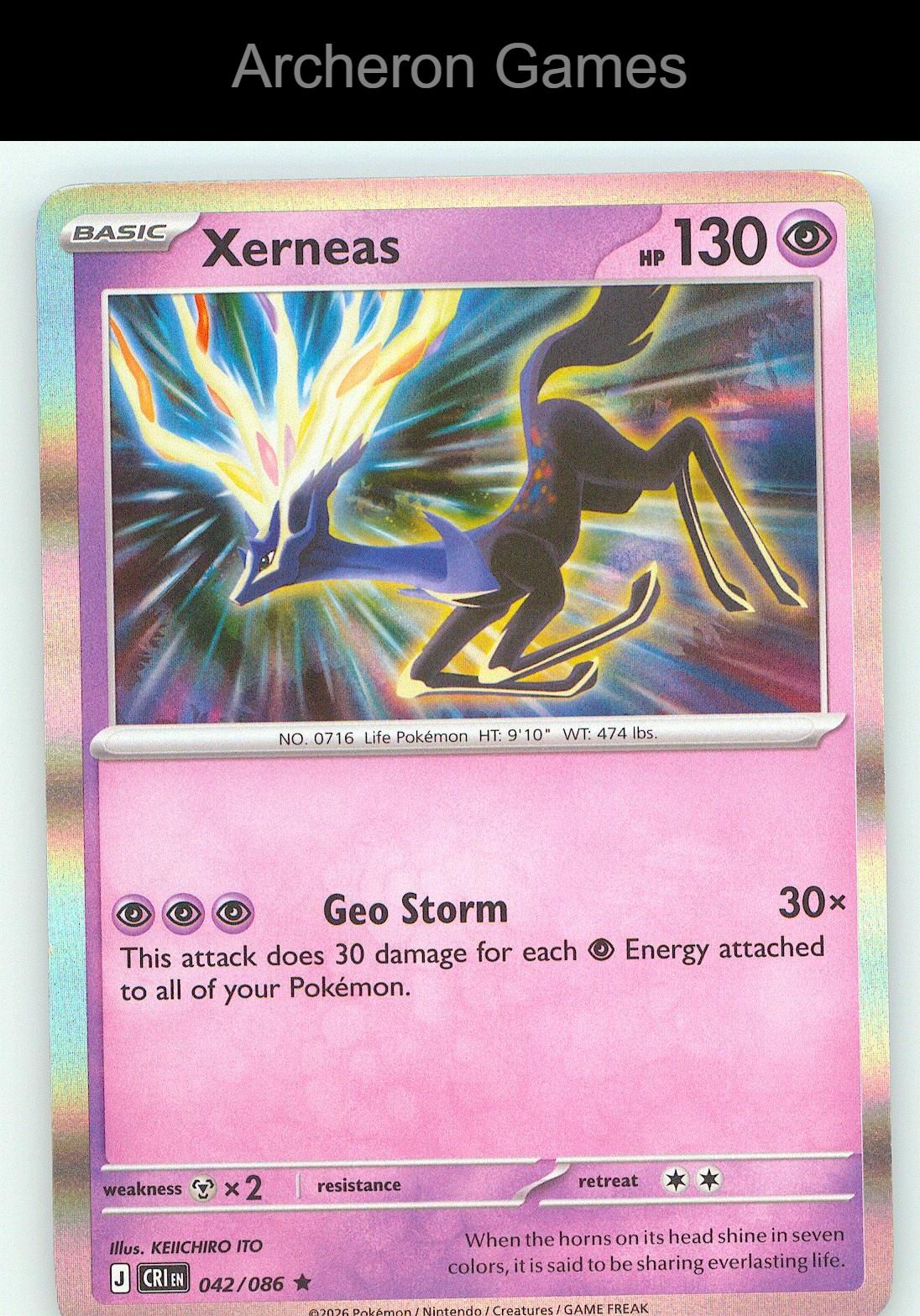 Pokemon Card Xerneas ME04 042/086 R Chaos Rising Holo