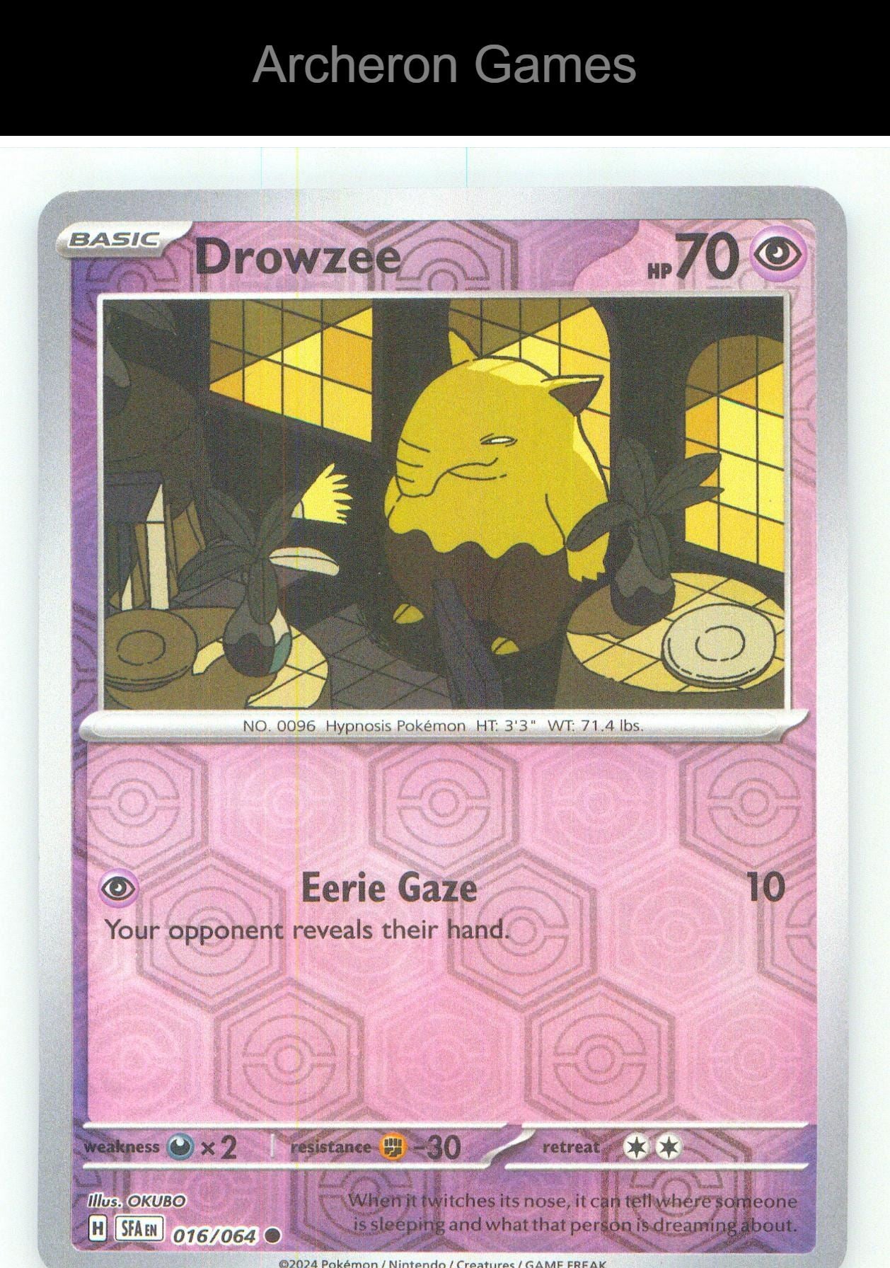 Pokemon Card Drowzee SFA 016/064 C Shrouded Fable Reverse Holo