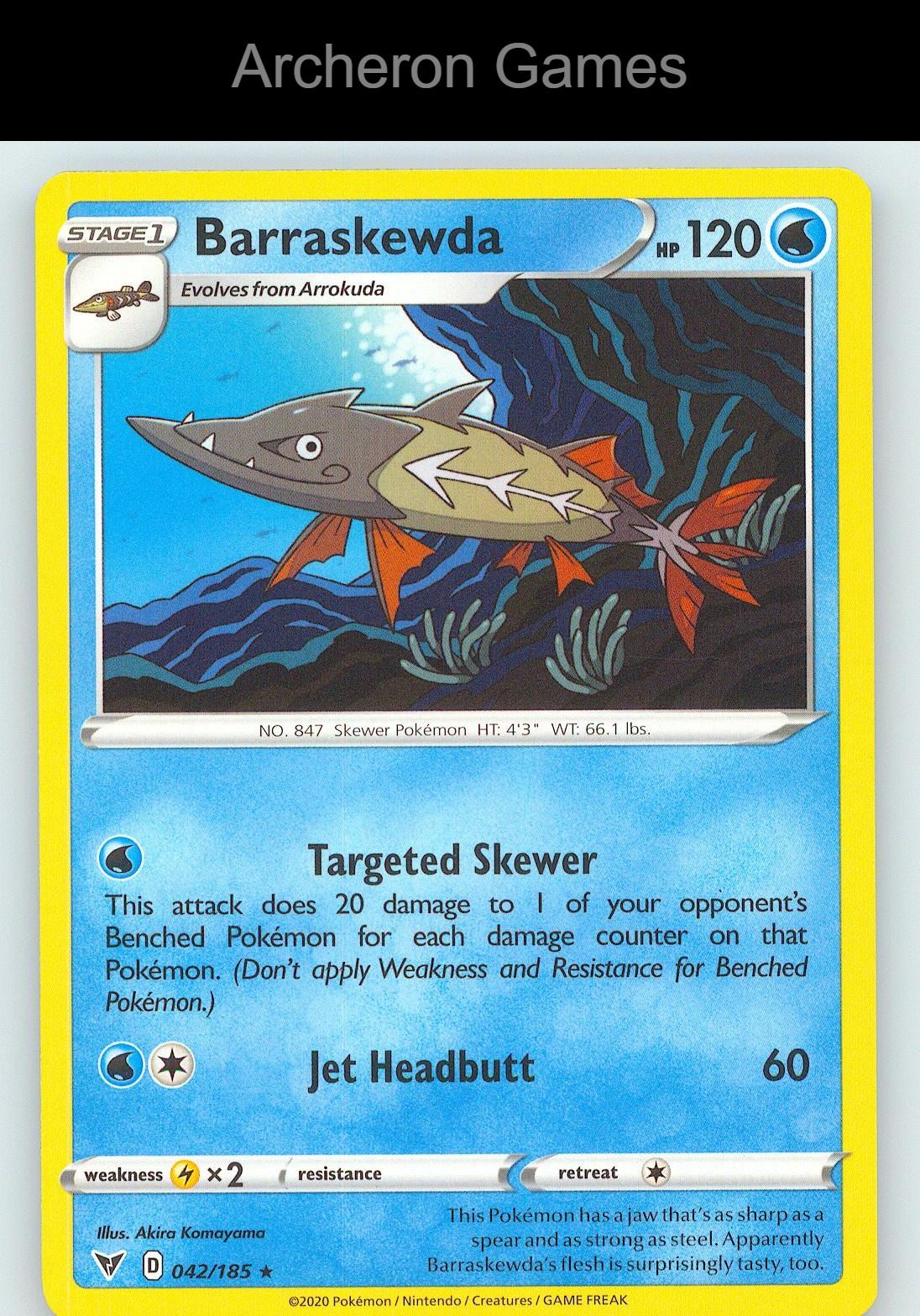 Pokemon Card Barraskewda VIV 042/185 R Vivid Voltage
