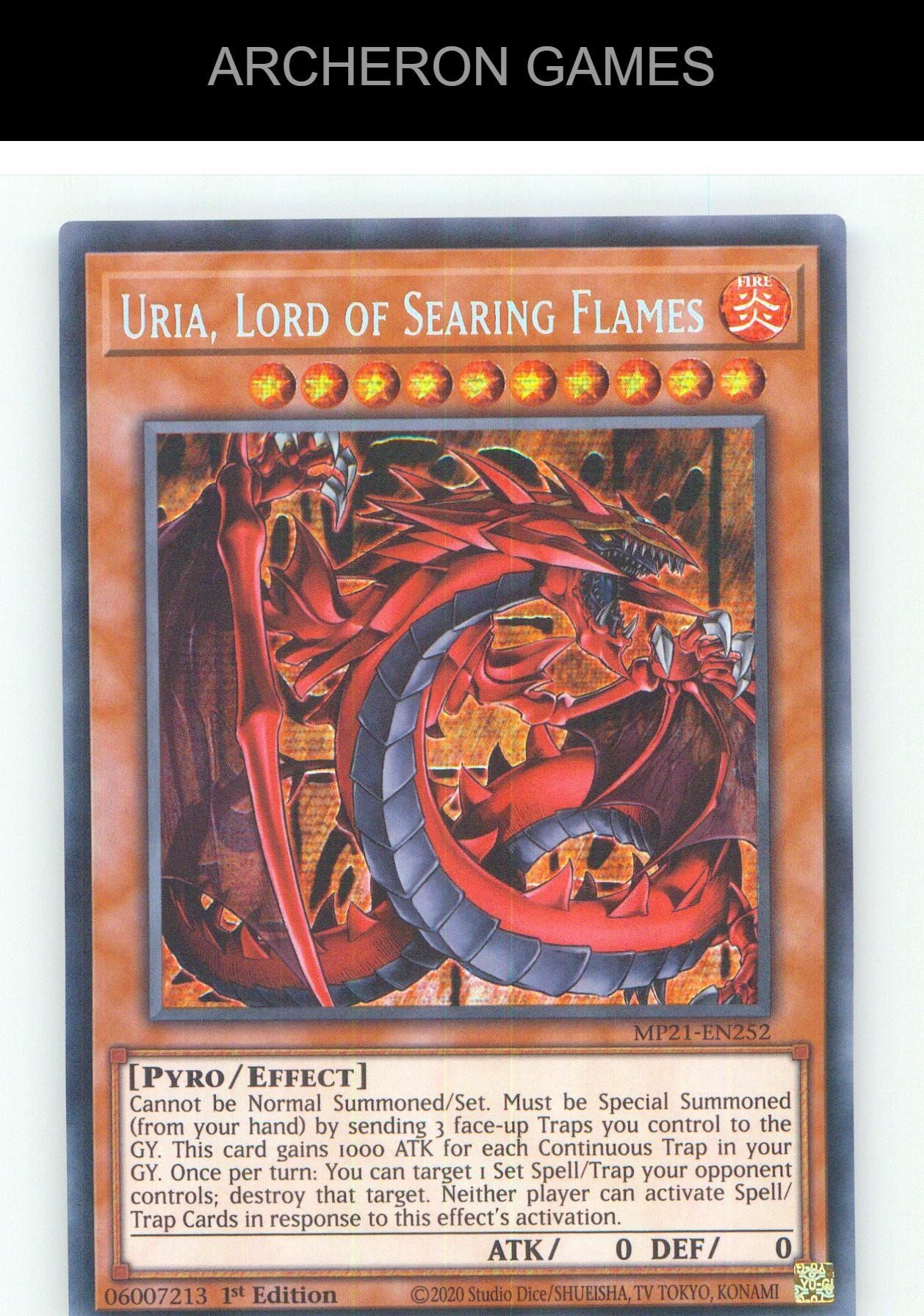 Uria, Lord of Searing Flames Prismatic Secret Rare YUGIOH Card 1st Edition