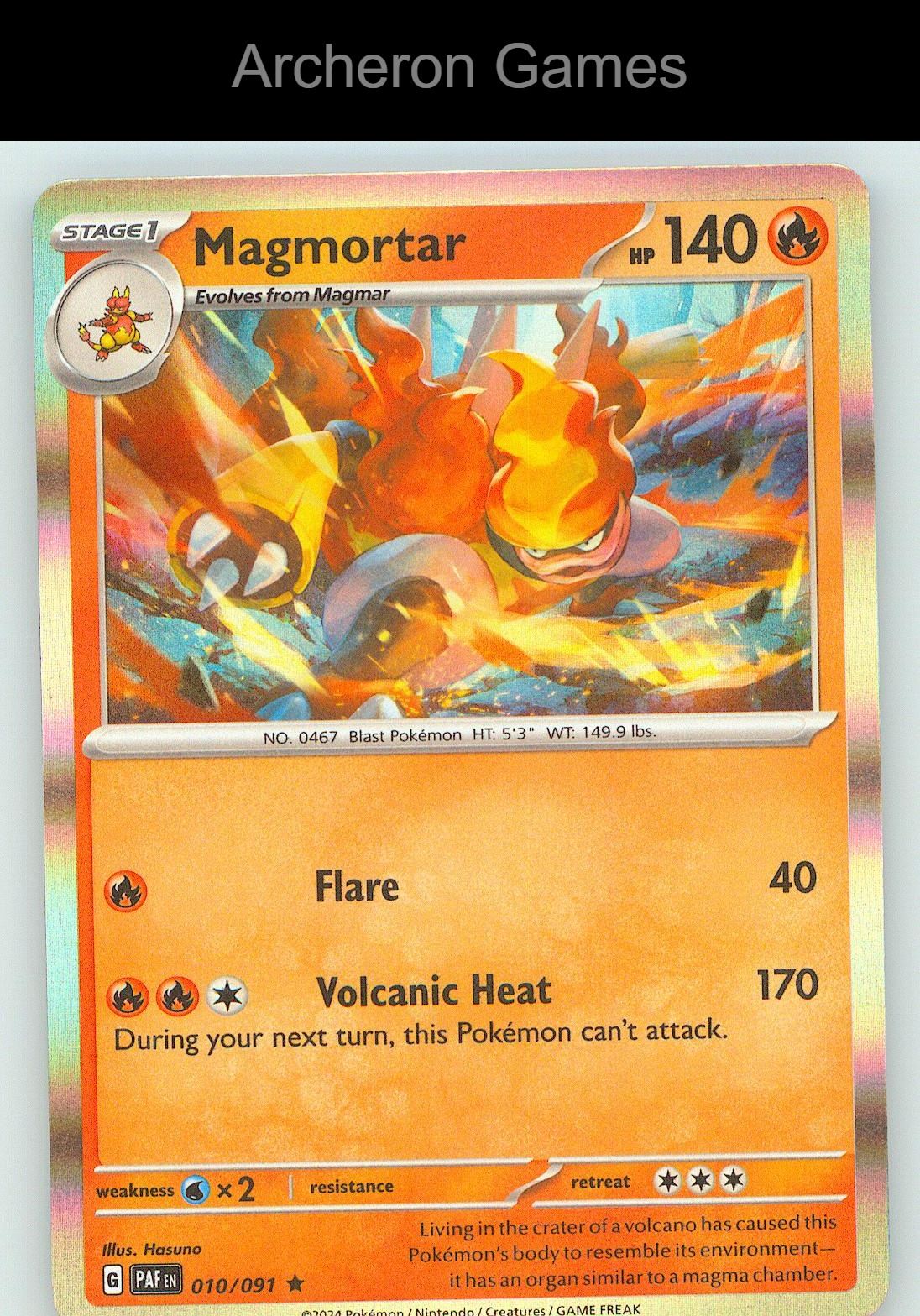 Pokemon Card Magmortar PAF 010/091 R Paldean Fates Holo