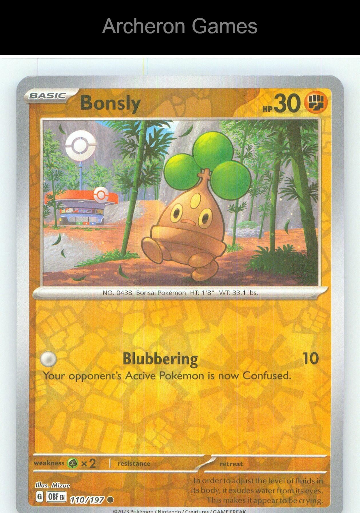 Pokemon Card Bonsly OBF 110/197 C Obsidian Flames Reverse Holo