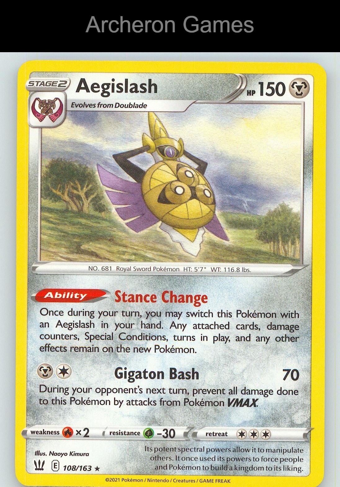 Pokemon Card Aegislash BST 108/163 R Battle Styles