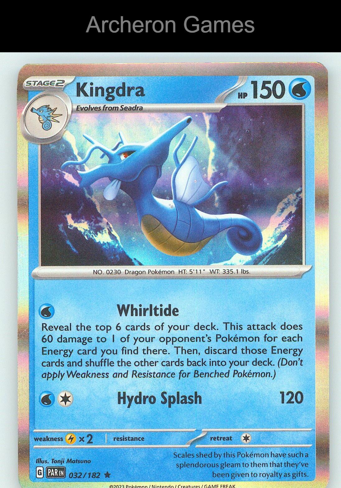 Pokemon Card Kingdra PAR 032/182 R Paradox Rift Holo