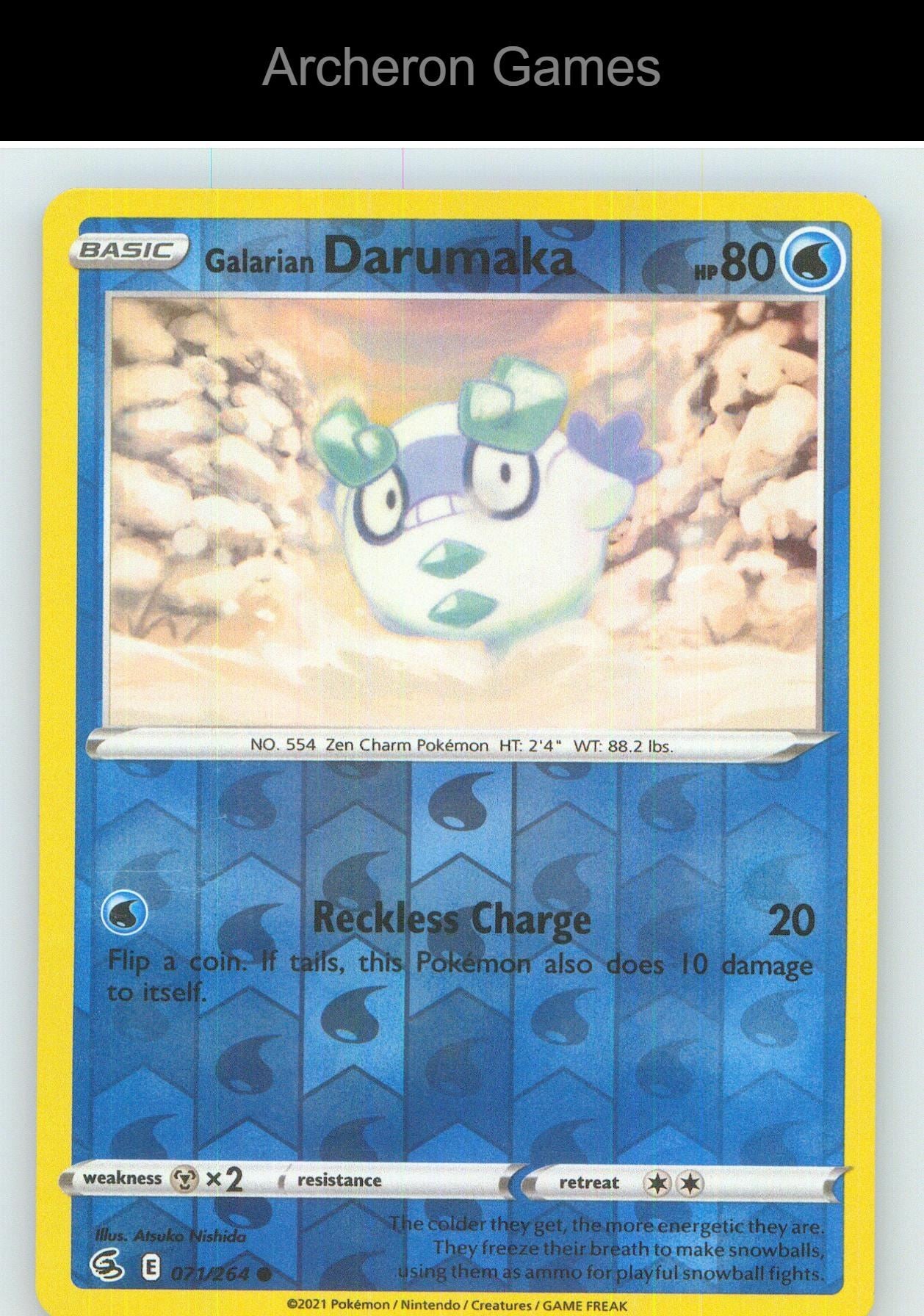 Pokemon Card Galarian Darumaka FST 071/264 C Fusion Strike Reverse Holo