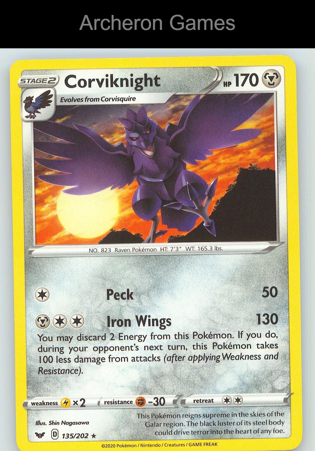Pokemon Card Corviknight SSH 135/202 R Sword & Shield