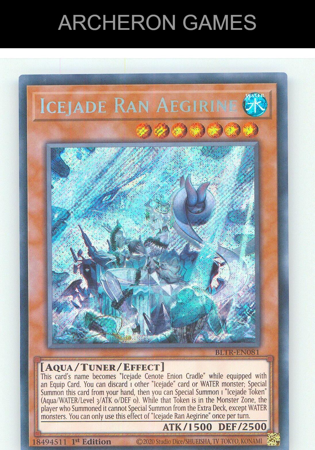 Icejade Ran Aegirine SEC YUGIOH Card 1st Edition