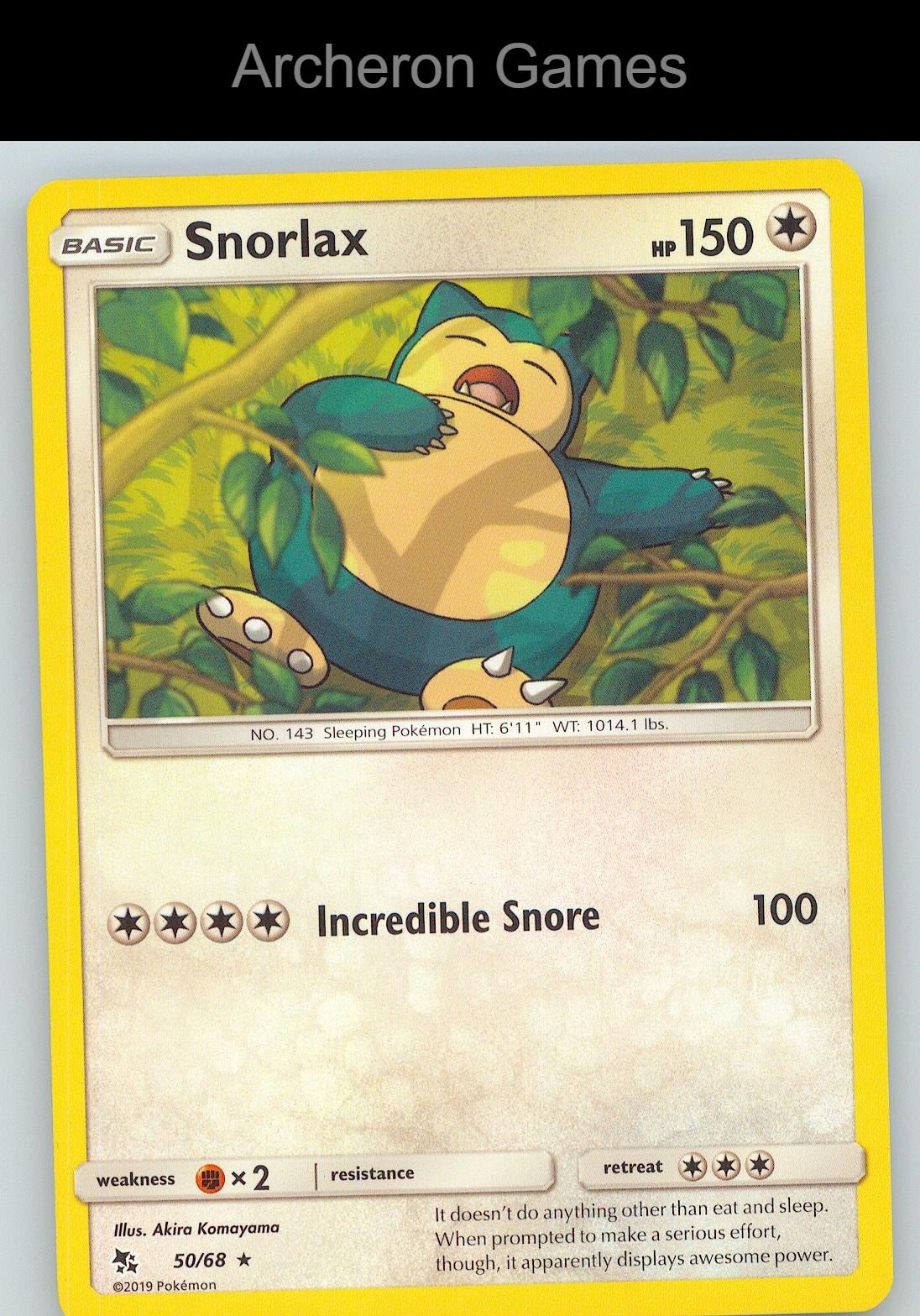 Pokemon Card Snorlax HIF 50/68 R Hidden Fates