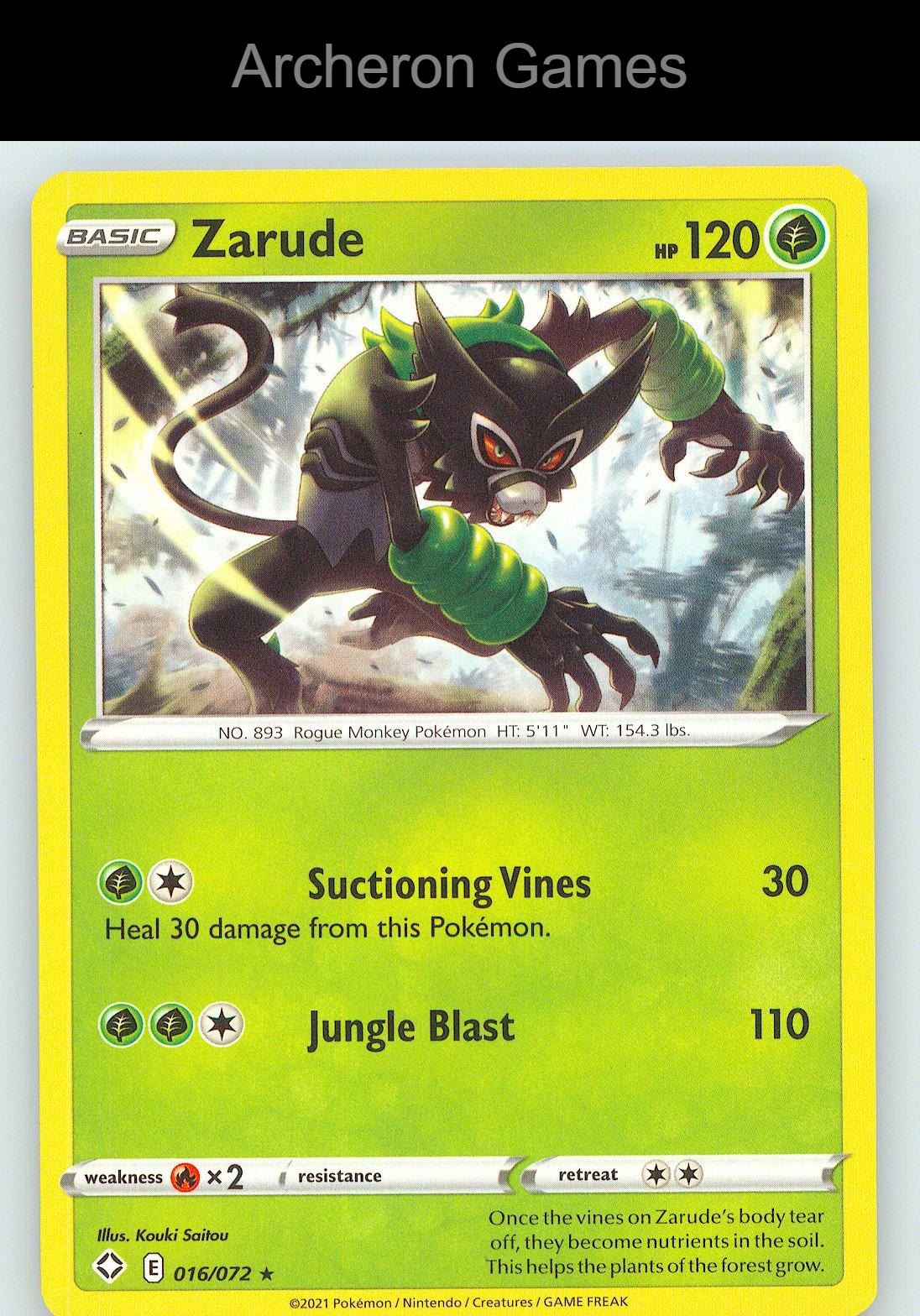 Pokemon Card Zarude SHF 016/072 R Shining Fates