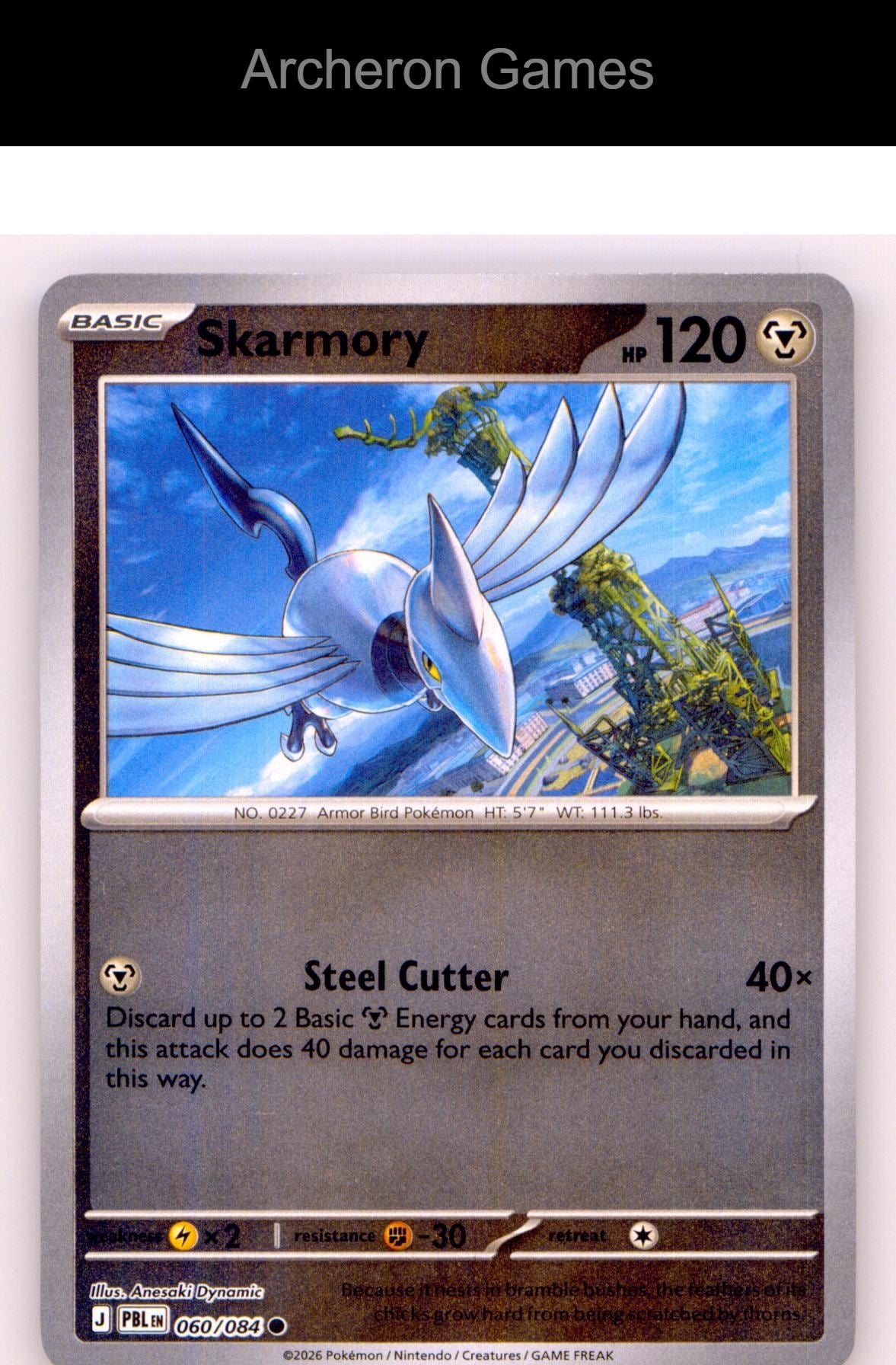 Pokemon Card Skarmory ME05 060/084 C Pitch Black Reverse Holo