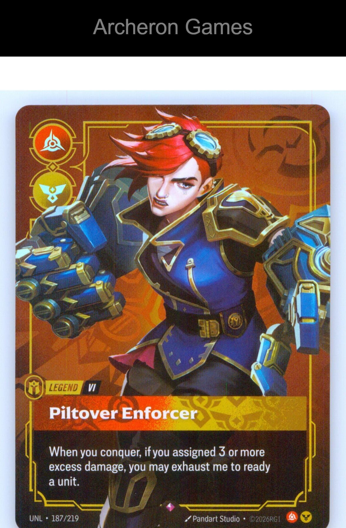 Vi - Piltover Enforcer UNL 187/219 R Unleashed Riftbound Card