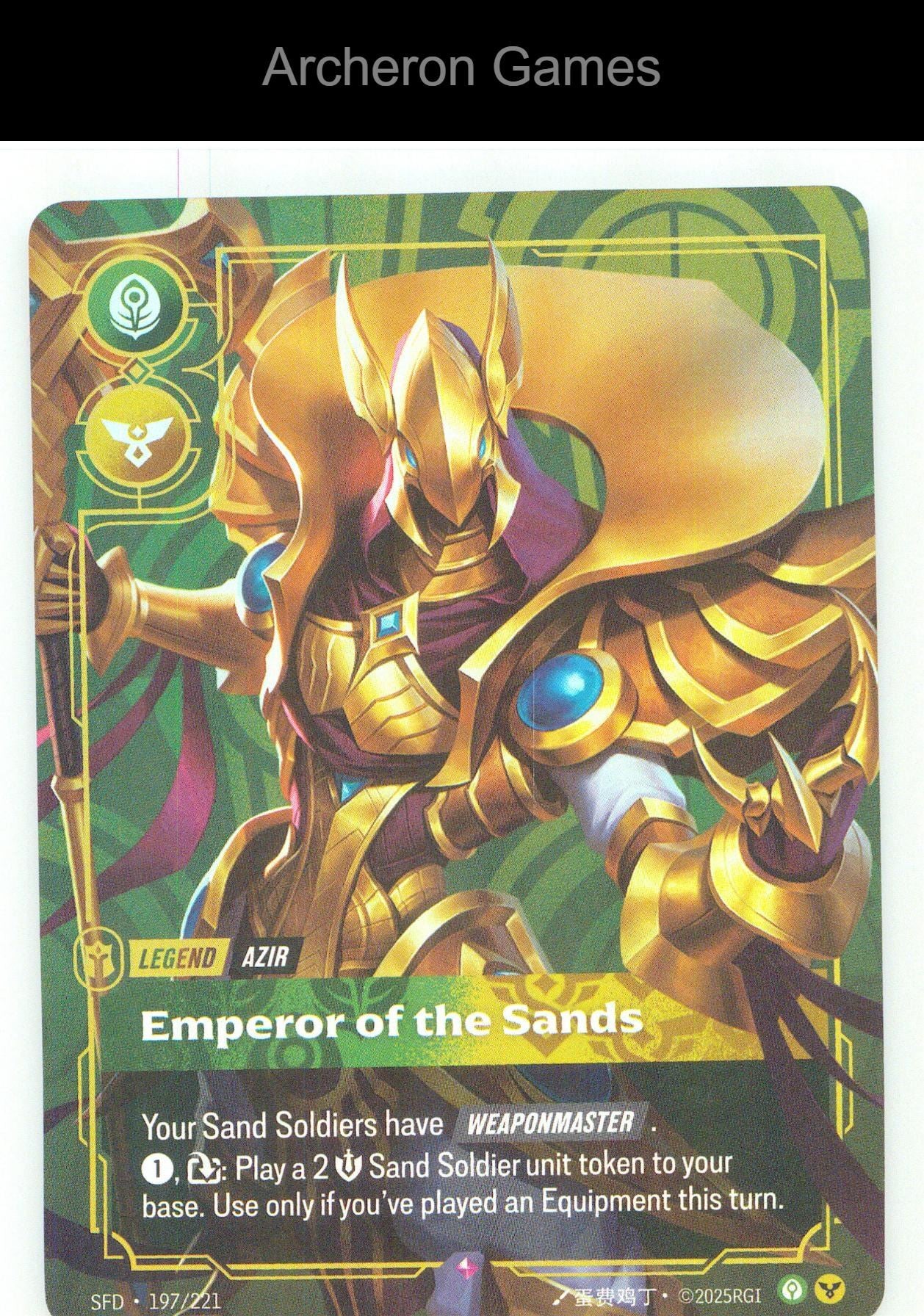 Azir - Emperor of the Sands SFD 197/221 R Spiritforged Riftbound Card Foil